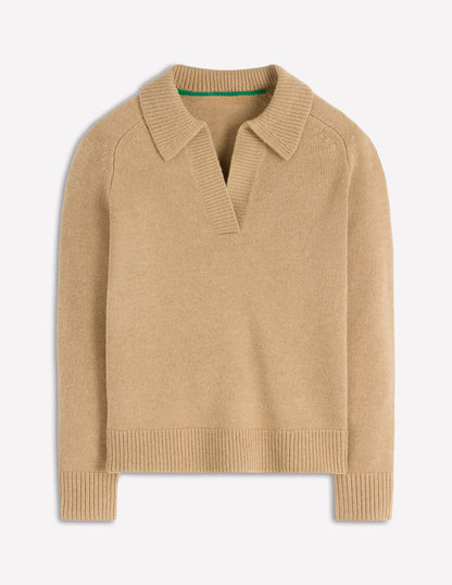 Marion Merino Henley Sweater-Camel Melange-5