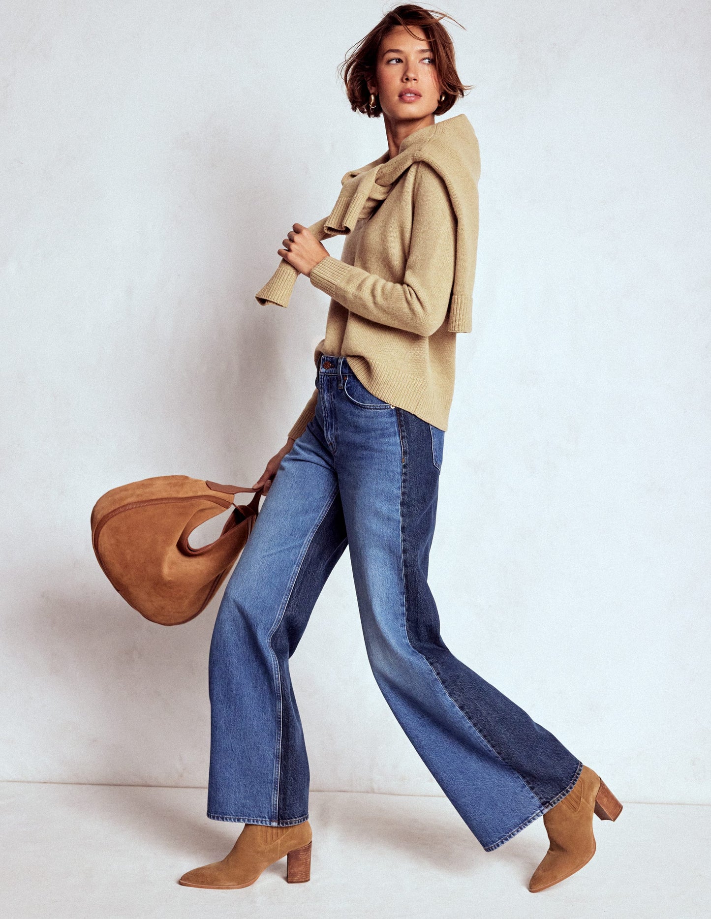 Marion Merino Henley Sweater-Camel Melange