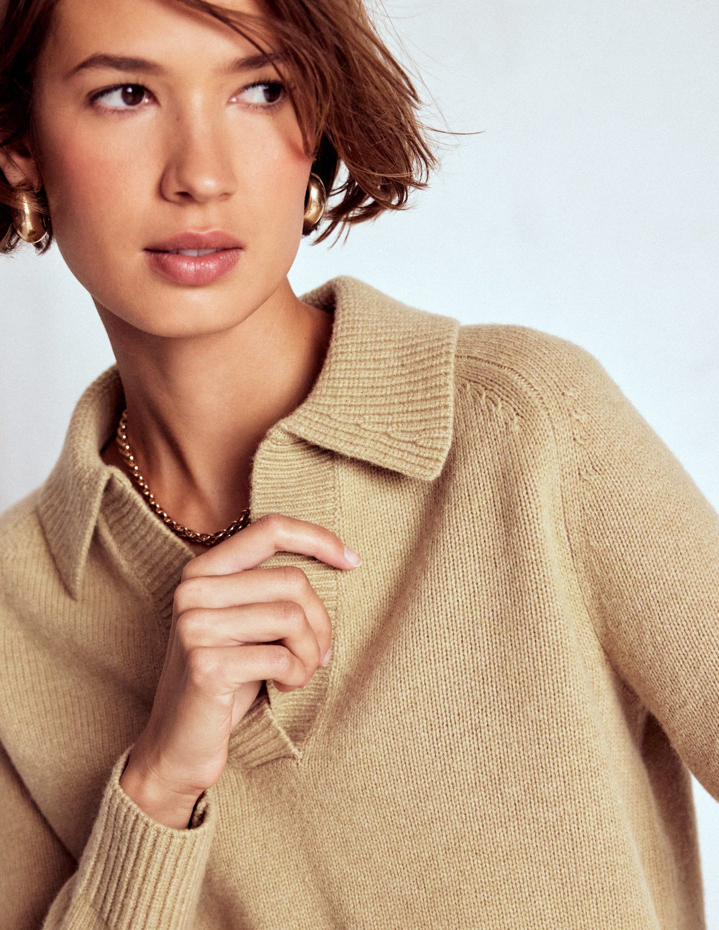 Marion Merino Henley Sweater-Camel Melange