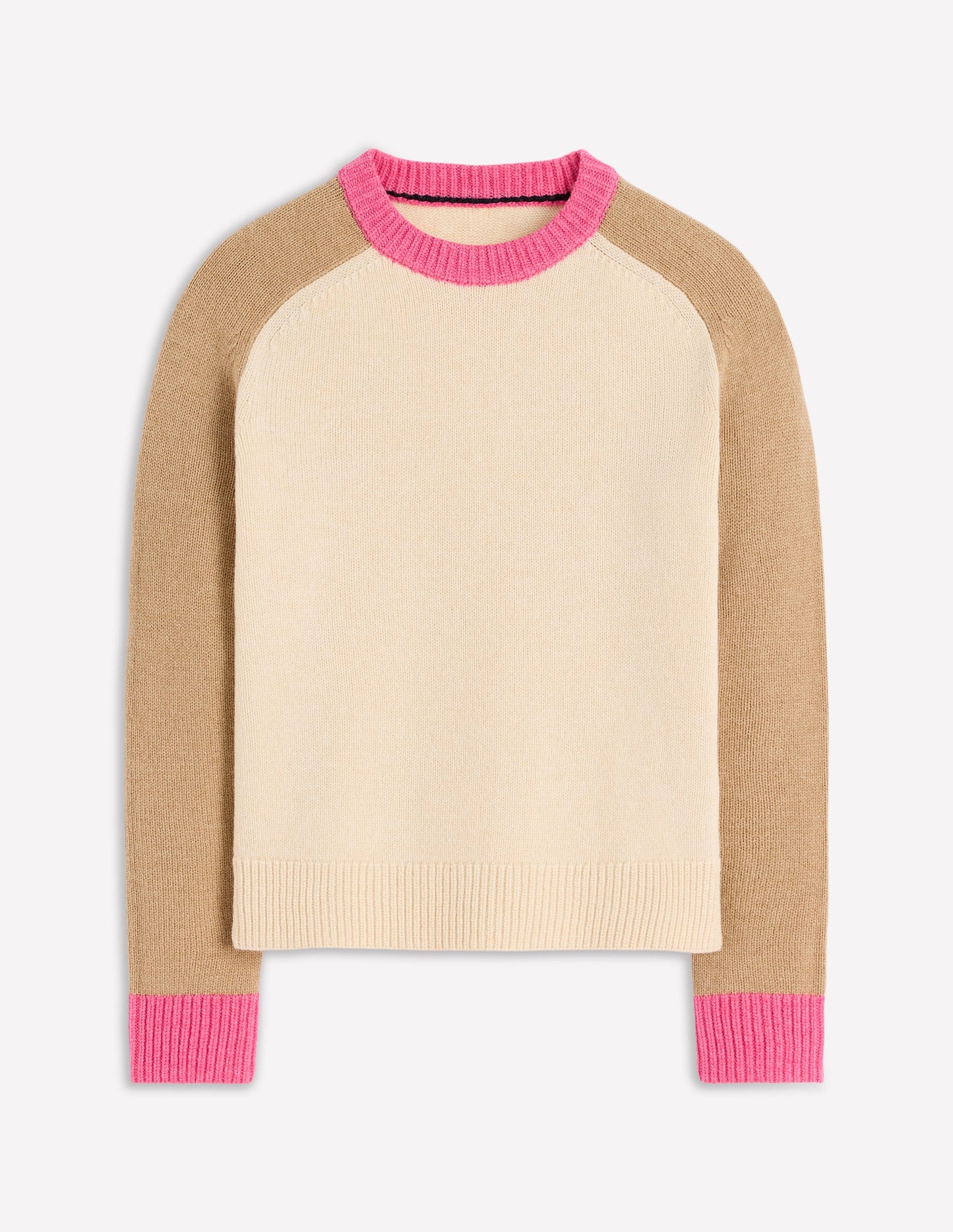 Marion Merino Sweater-Warm Ivory, Colourblock