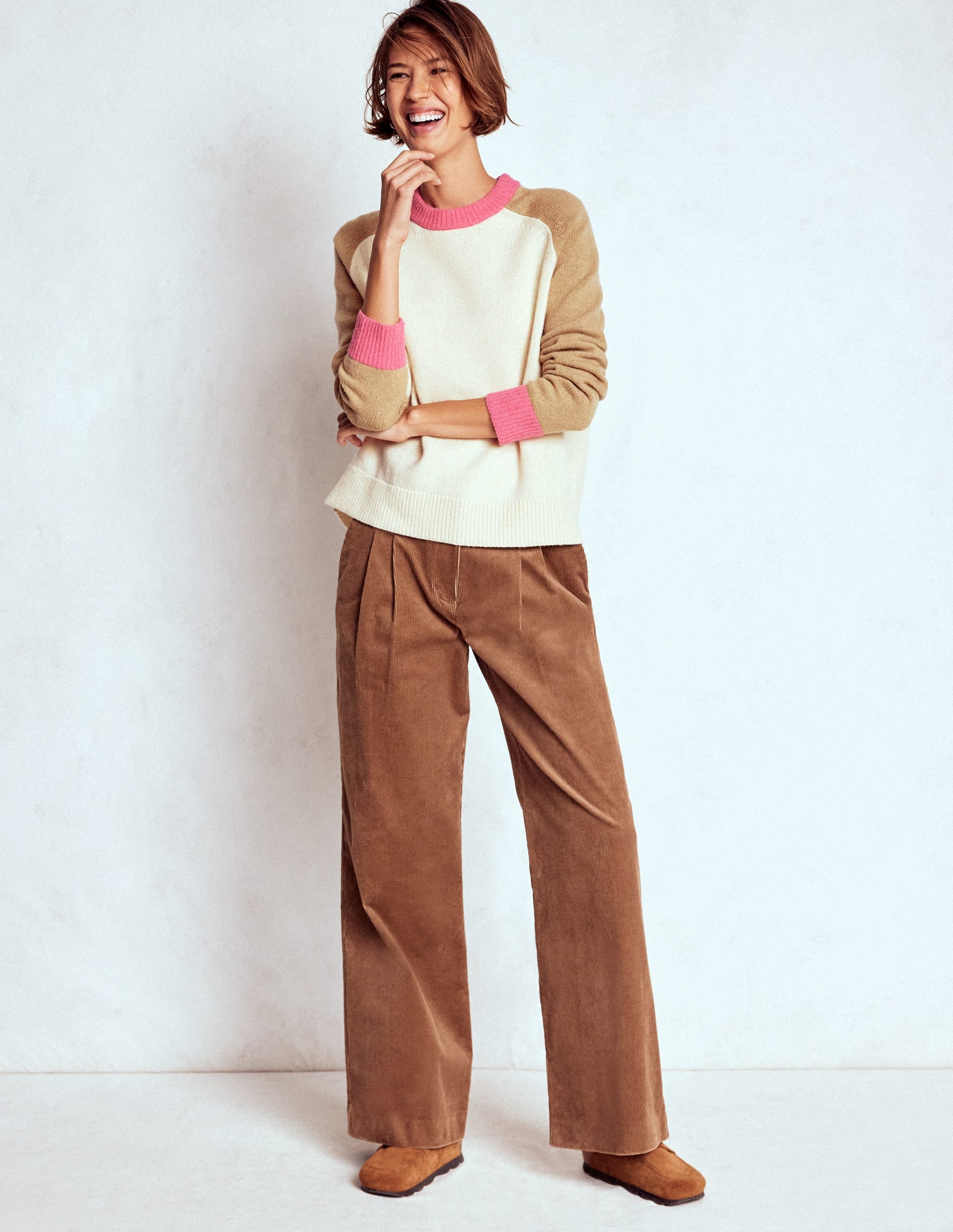 Marion Merino Sweater-Warm Ivory, Colourblock - Image 1
