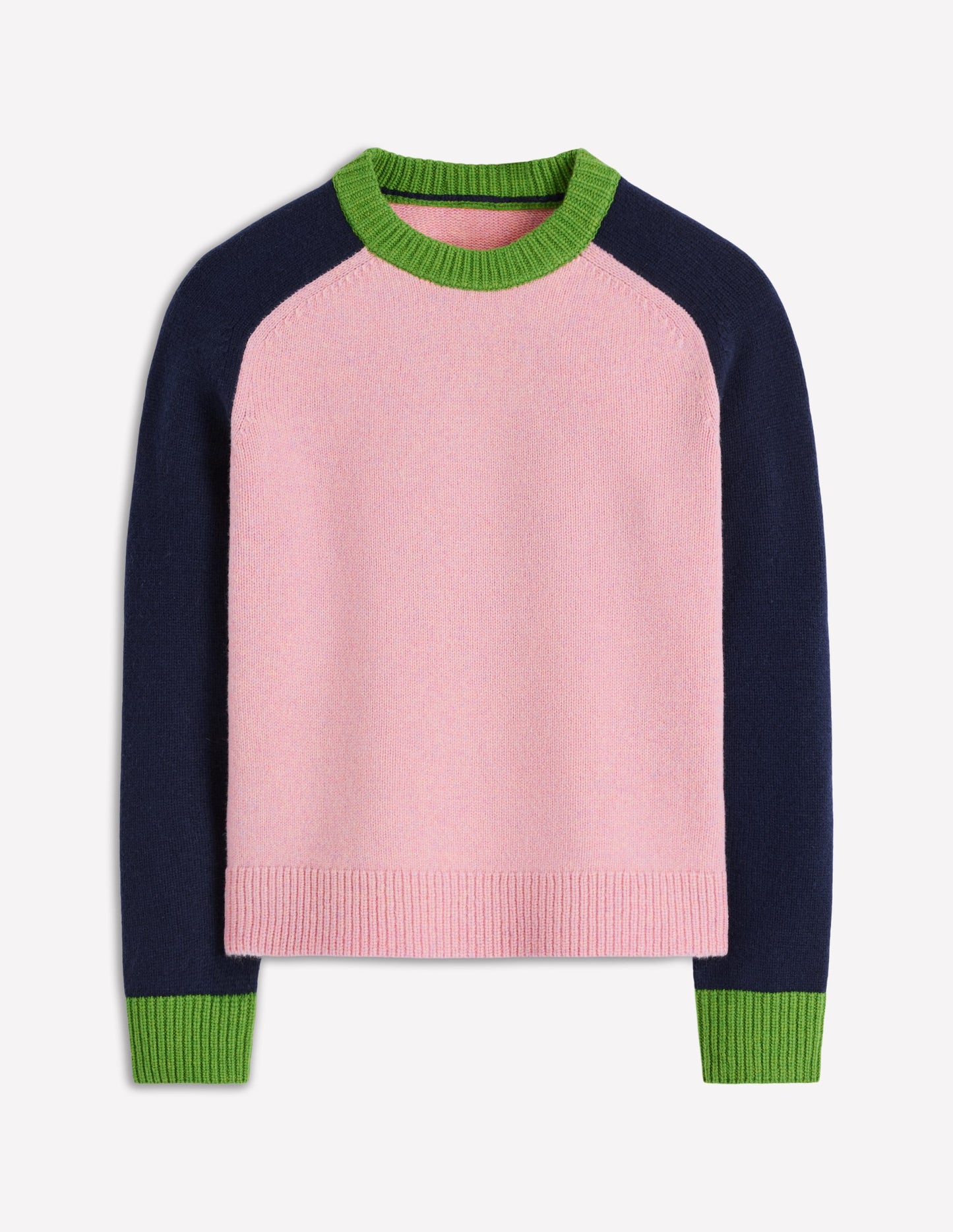 Marion Merino Sweater-French Pink, Navy Colour Block