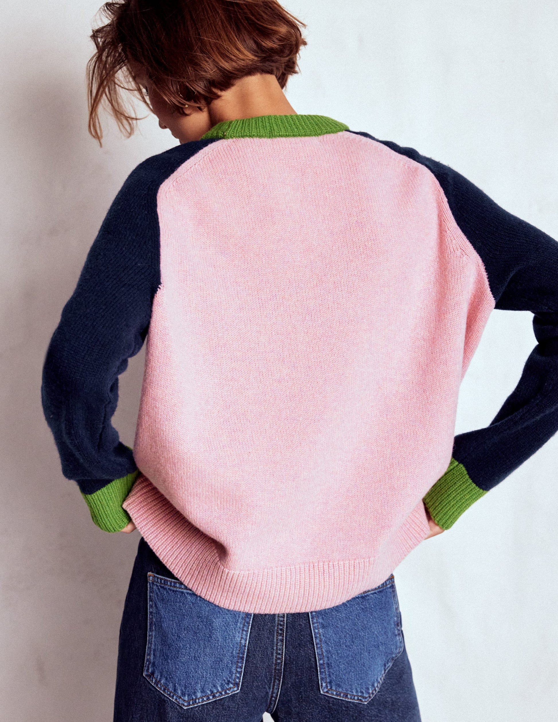Marion Merino Sweater-French Pink, Navy Colour Block-3