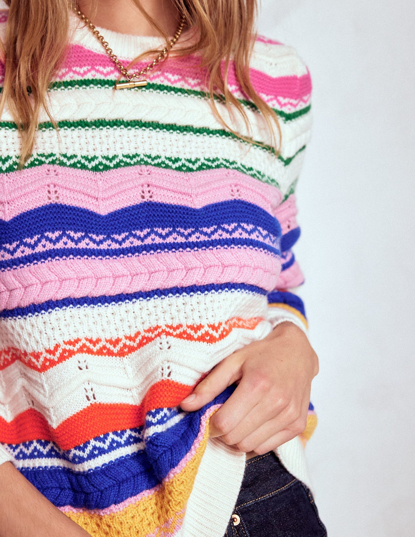 Textured Fair Isle Sweater-Multi