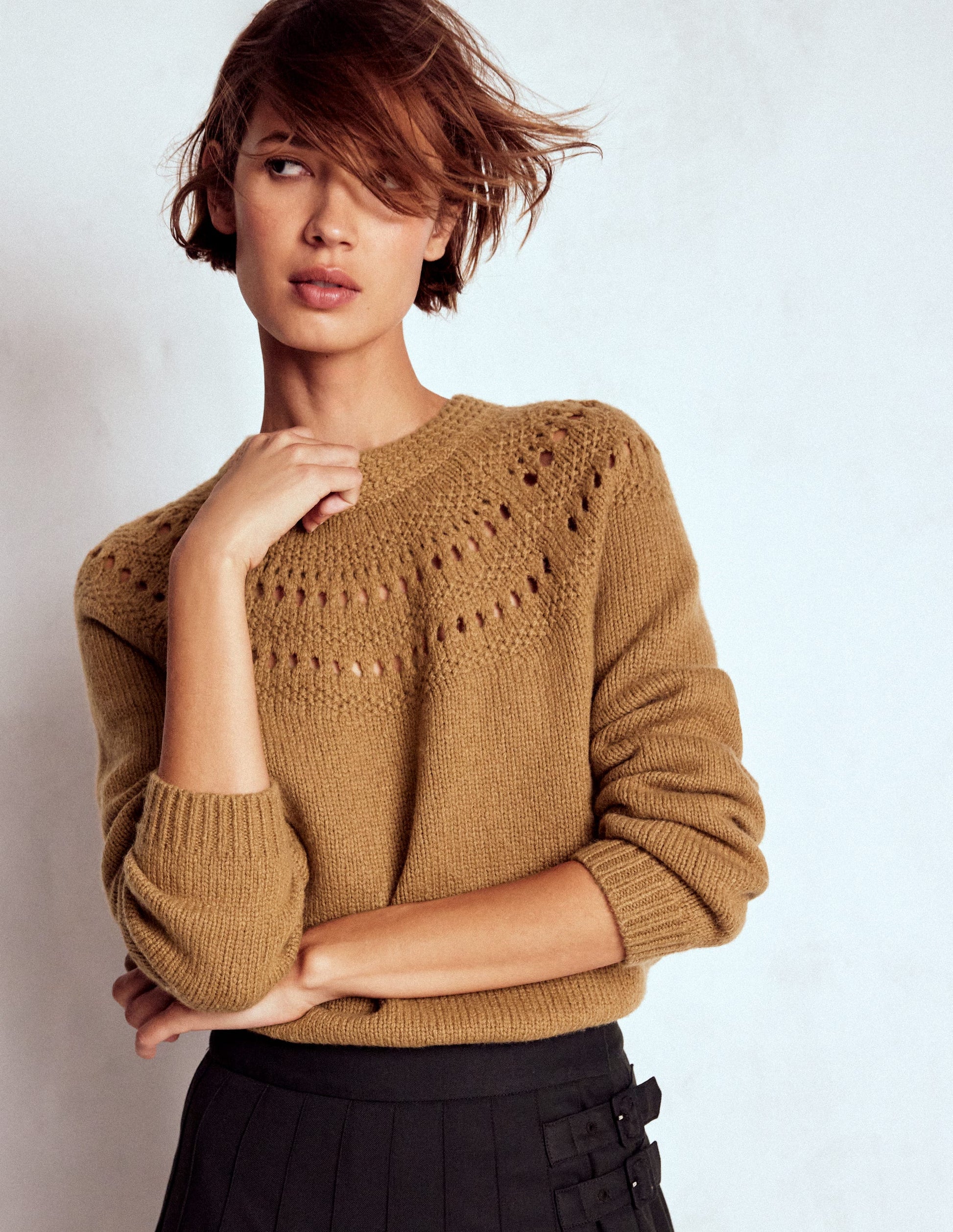 Fluffy Chunky Sweater-Camel Melange Boden USA