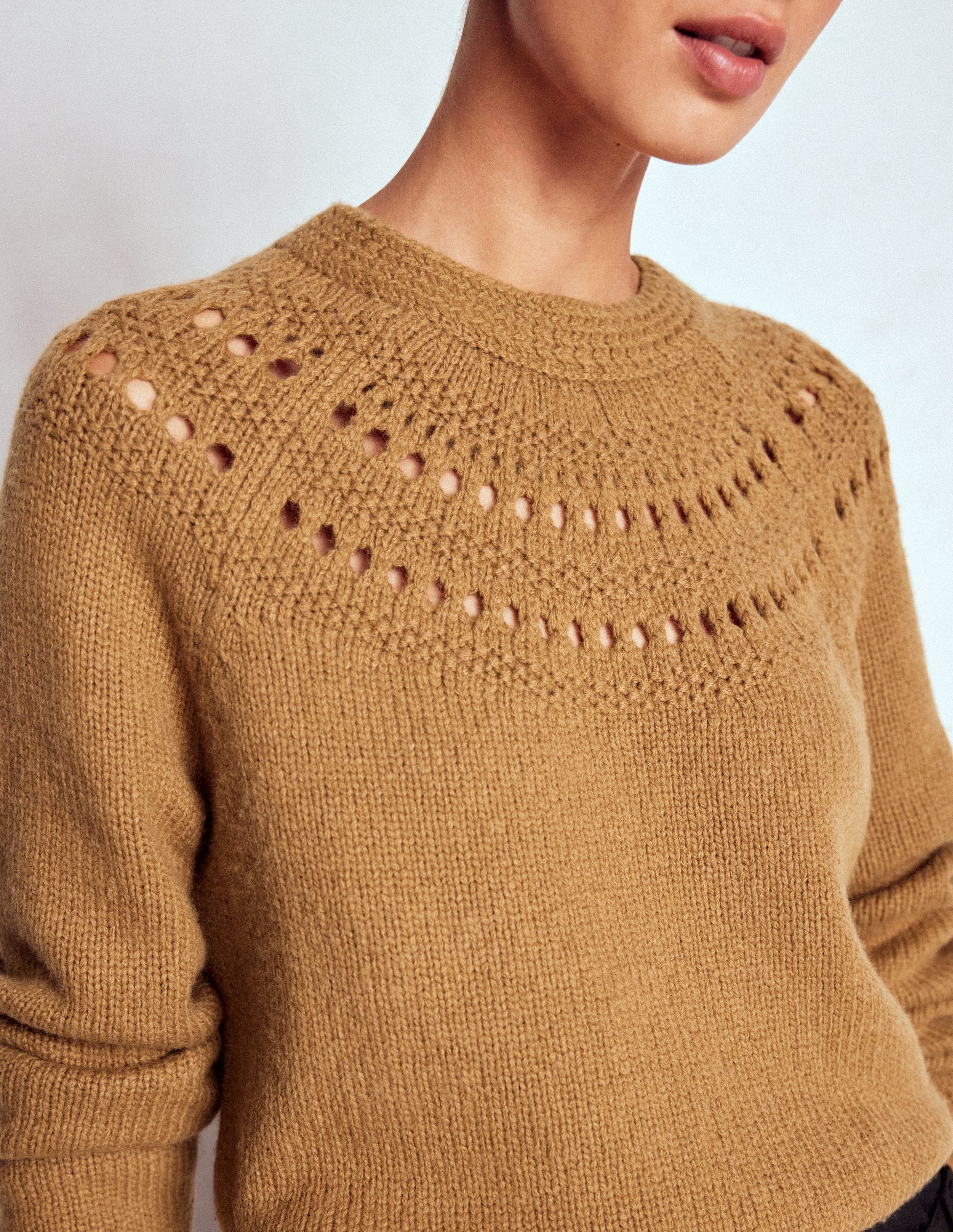 Fluffy Chunky Sweater-Camel Melange-2