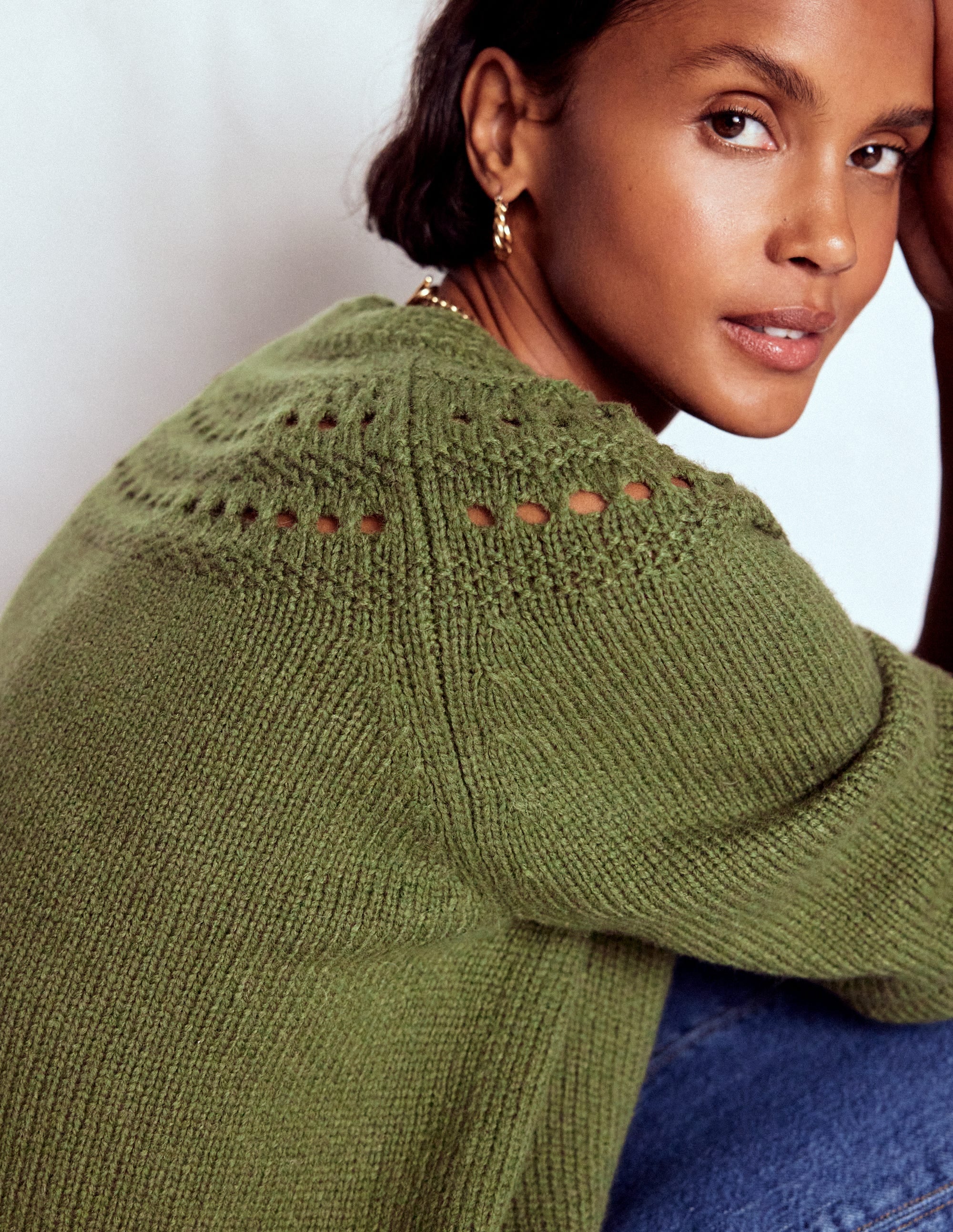 Fluffy Chunky Sweater-Woodland Green - Image 1
