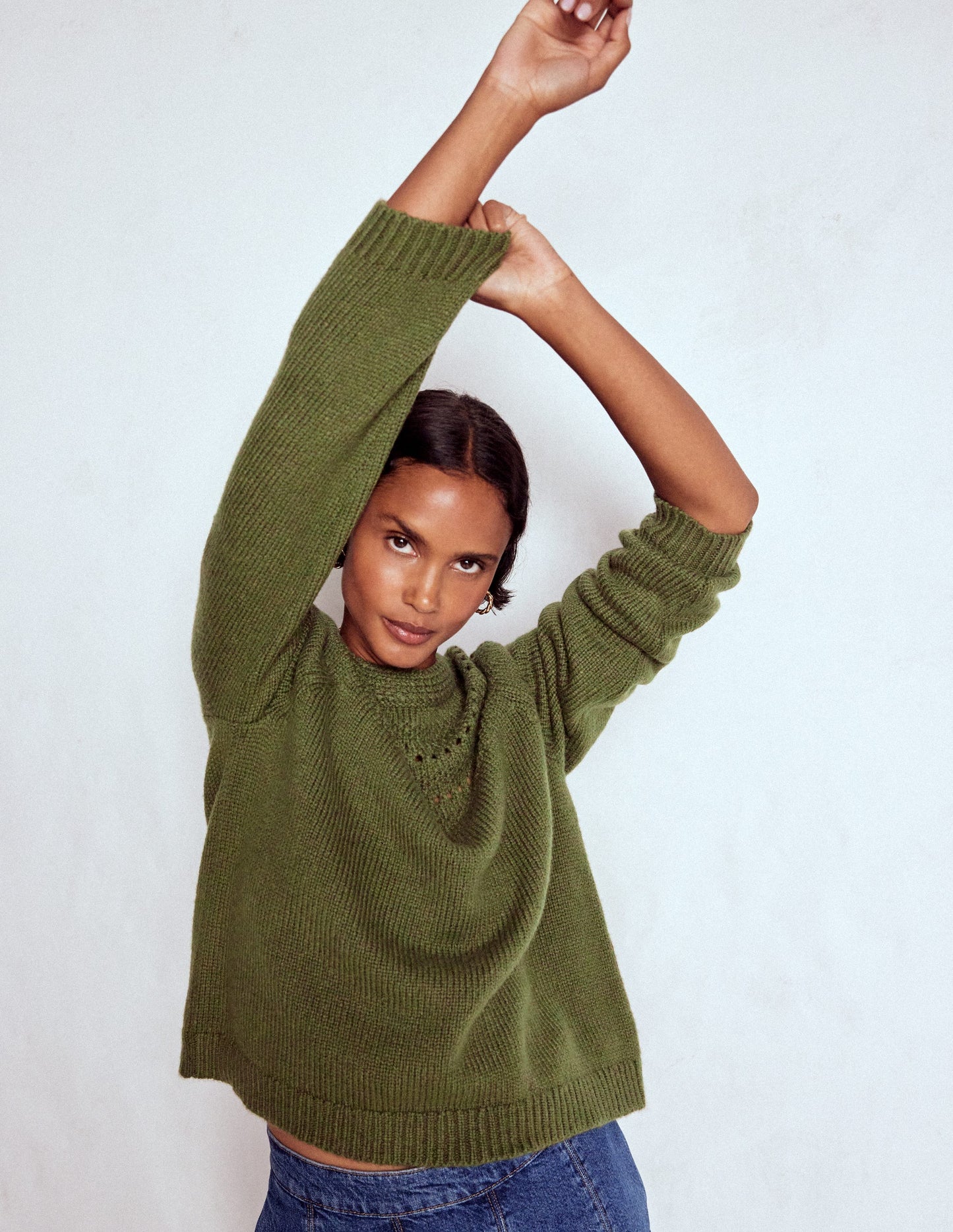 Fluffy Chunky Sweater-Woodland Green