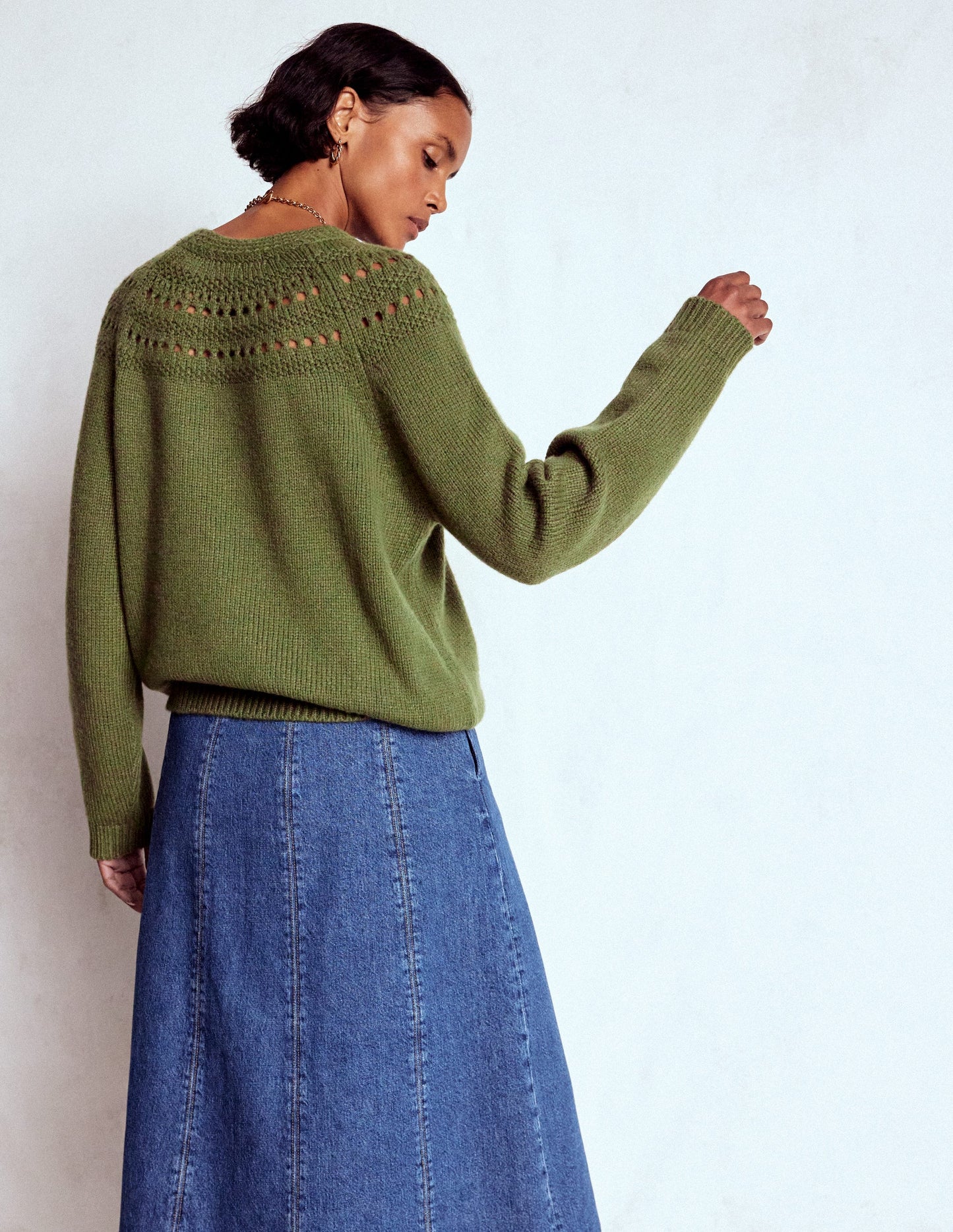 Fluffy Chunky Sweater-Woodland Green