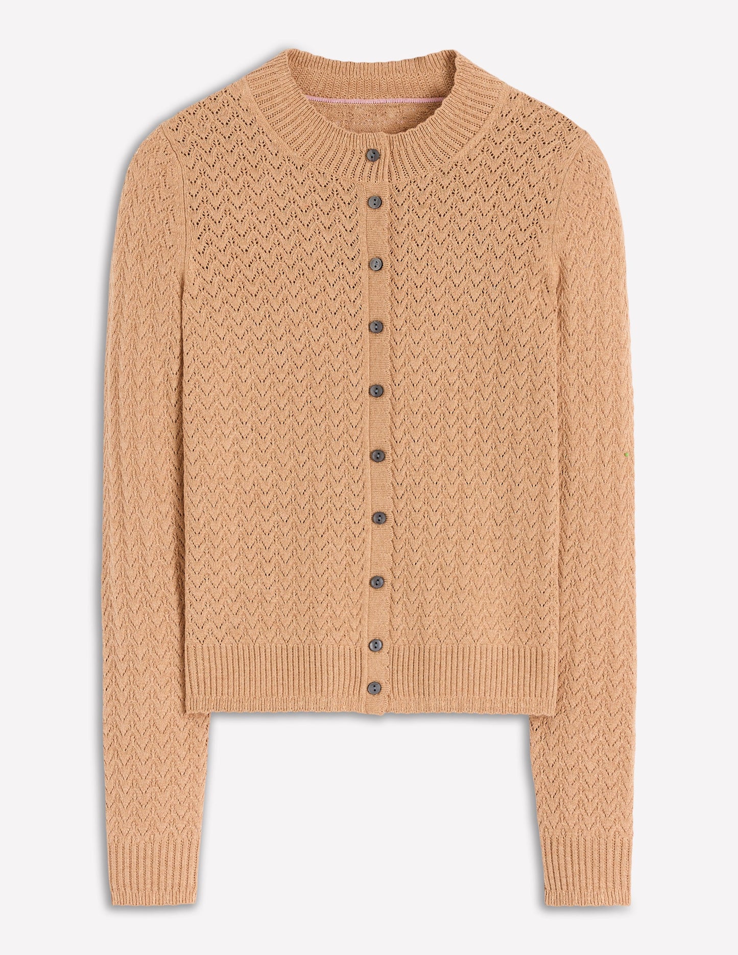 Diane Pointelle Cardigan-Camel Melange