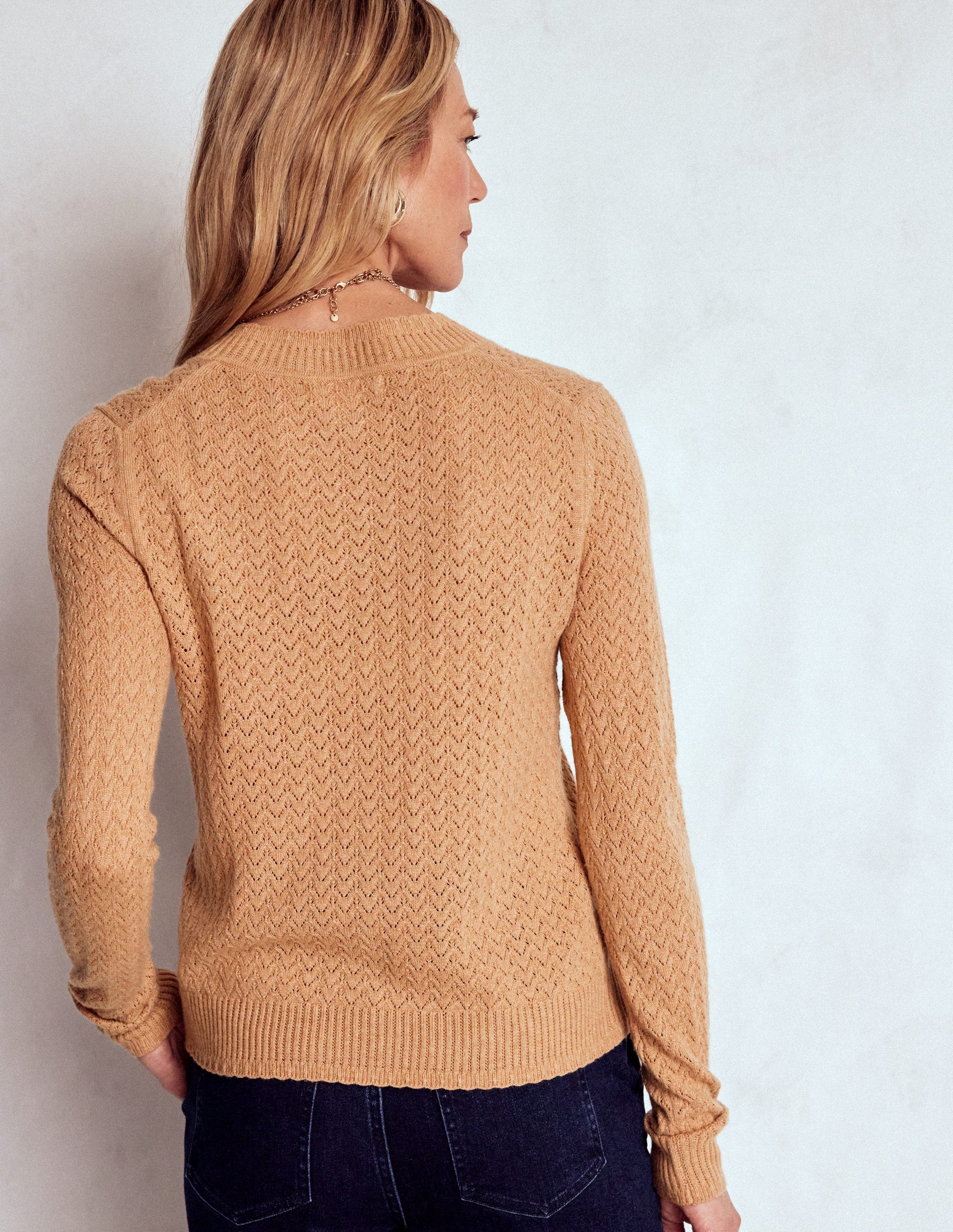 Diane Pointelle Cardigan-Camel Melange-3