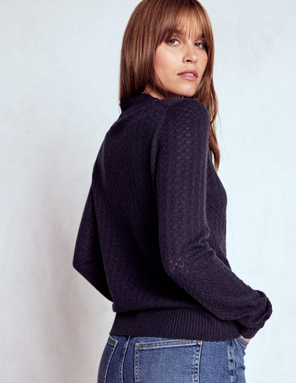 Diane Pointelle Cardigan-Navy-3