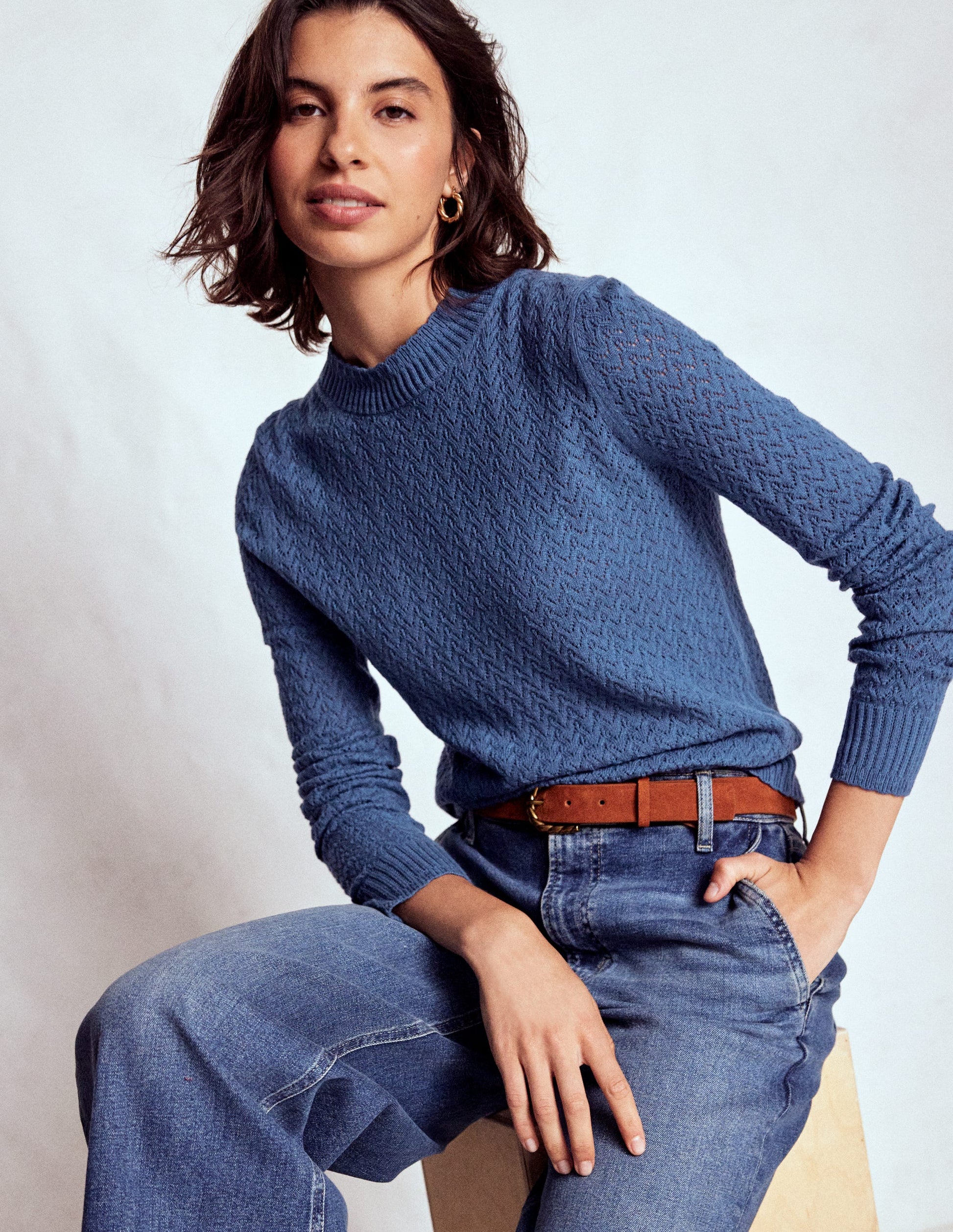 Diane Pointelle Sweater-Denim Blue-1