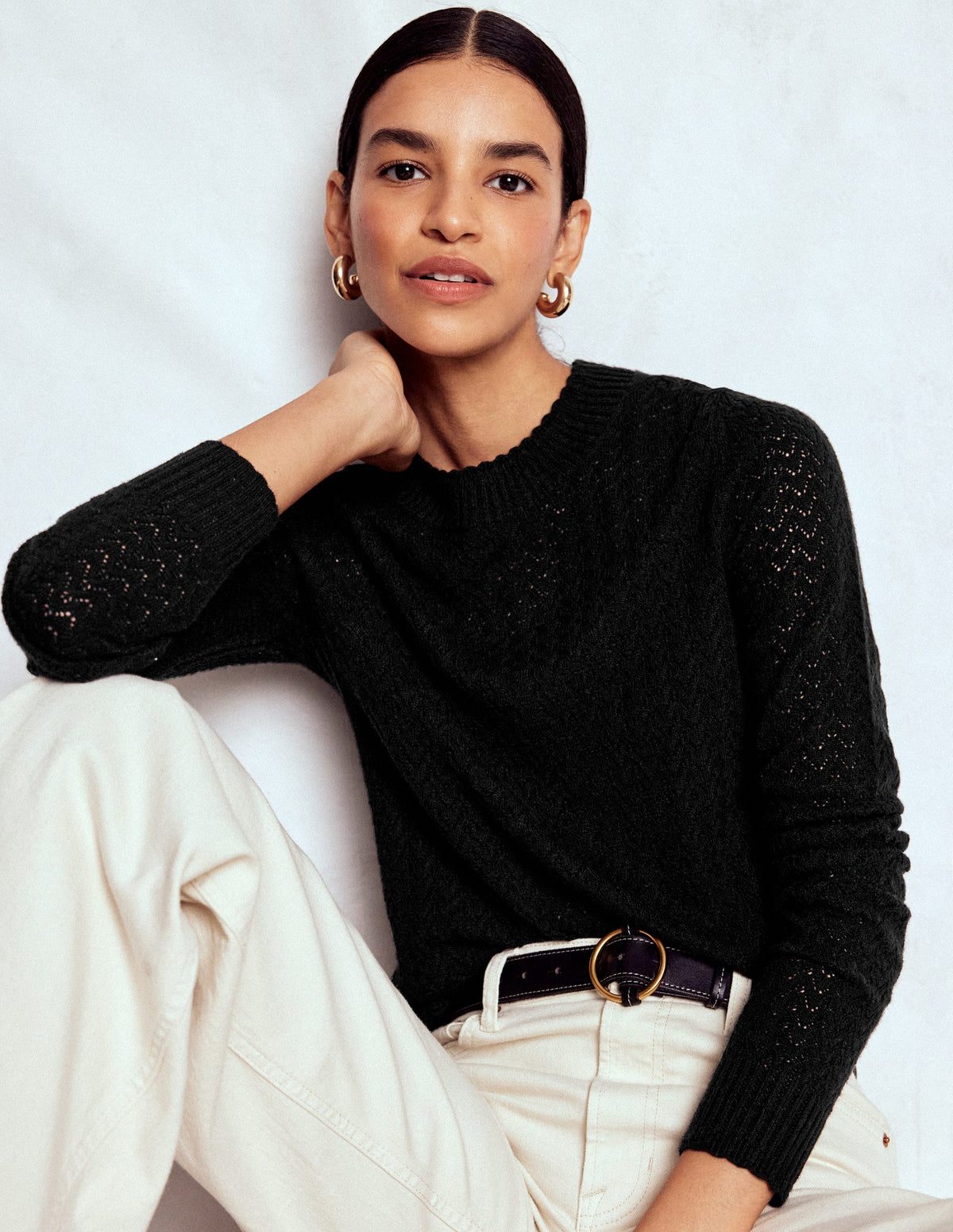 Diane Pointelle Sweater-Black - Image 1