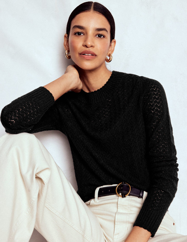 Diane Pointelle Sweater-Black