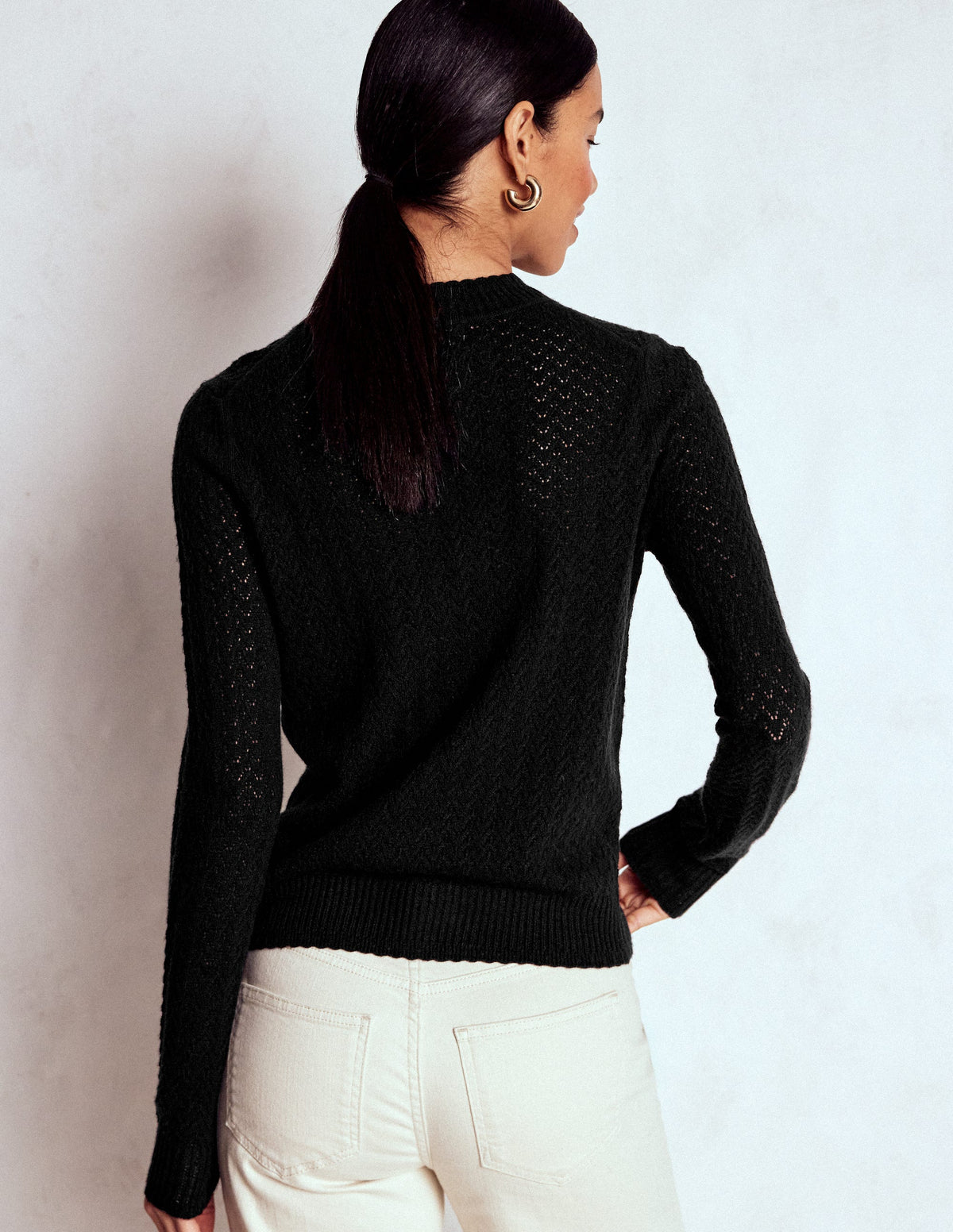 Diane Pointelle Sweater-Black - Image 3
