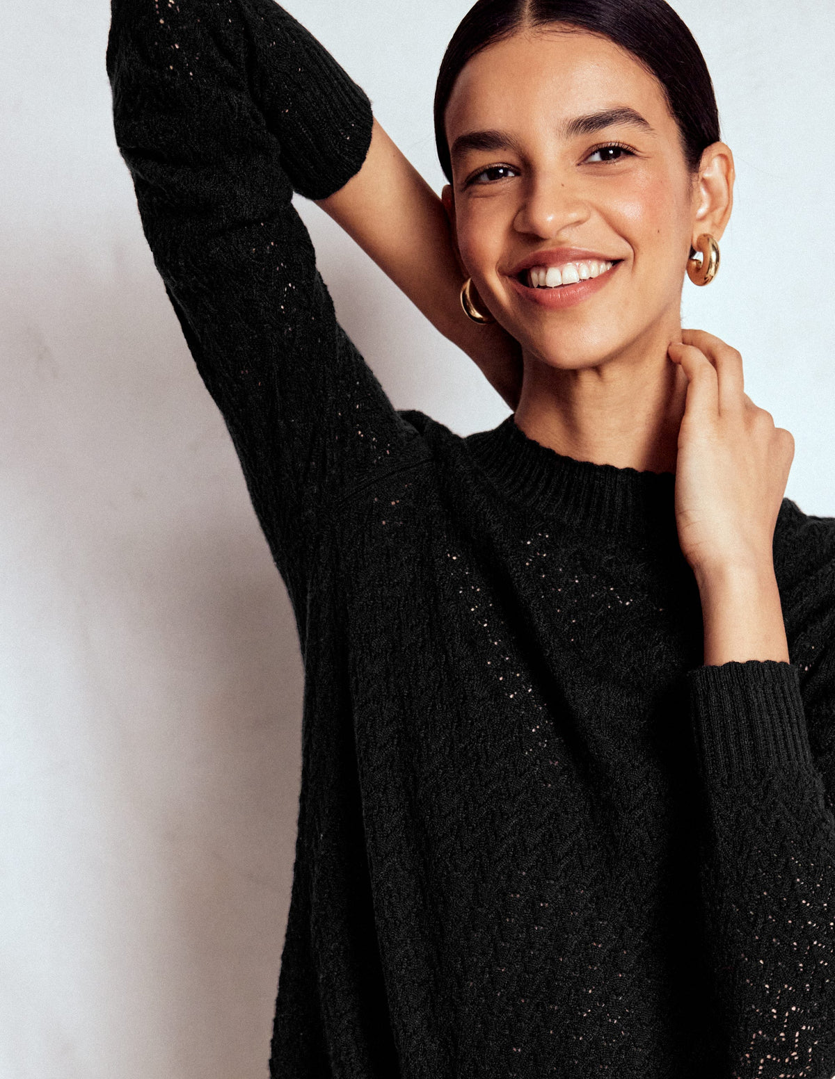 Diane Pointelle Sweater-Black - Image 4