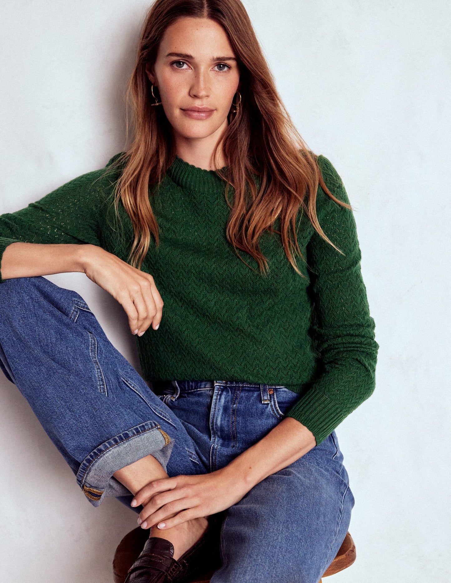 Diane Pointelle Sweater-Hunter Green