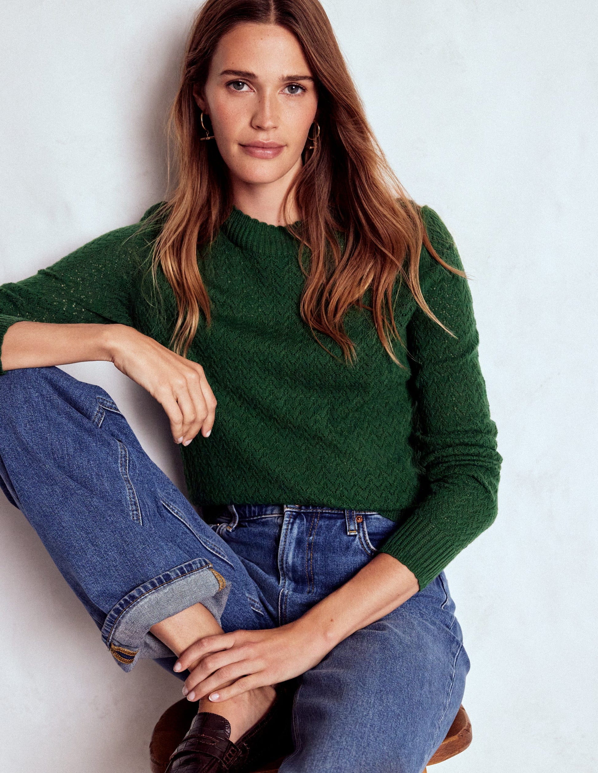 Diane Pointelle Sweater-Hunter Green-1