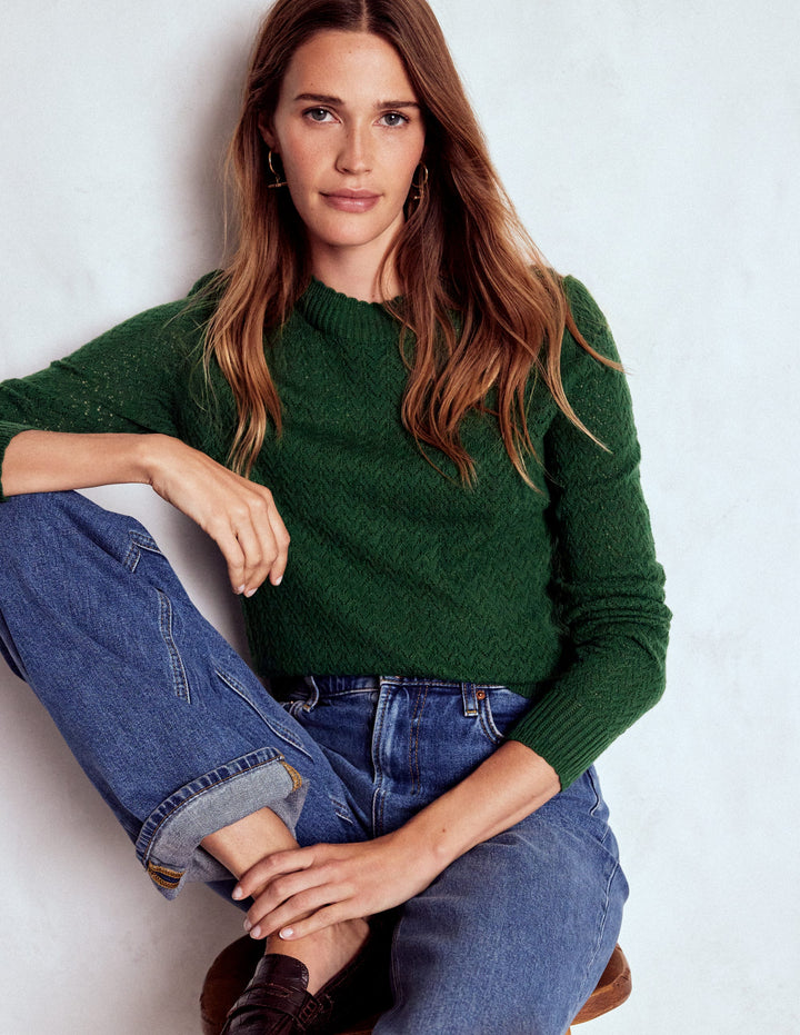Diane Pointelle Sweater-Hunter Green
