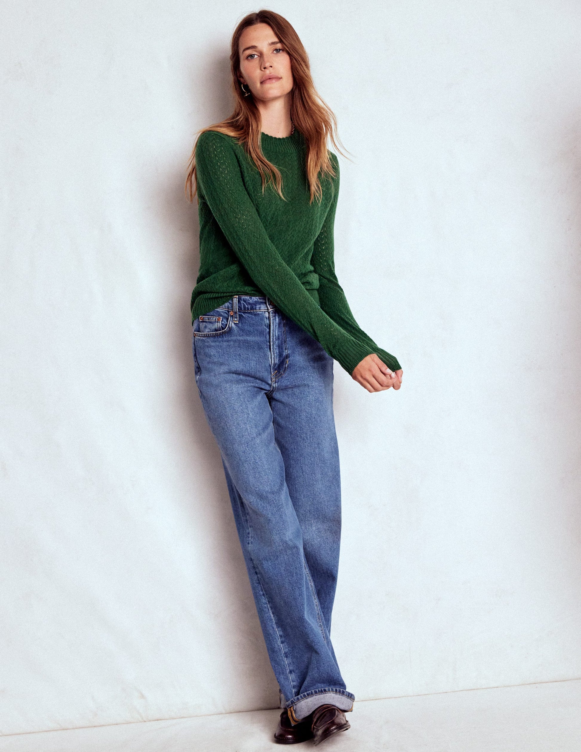 Diane Pointelle Sweater-Hunter Green-5