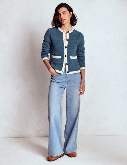 Holly Boucle Knitted Jacket-Denim Blue Boucle-4