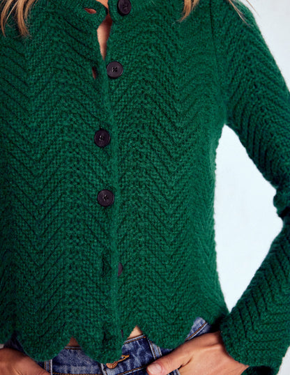 Chunky Chevron Knitted Jacket-Emerald Night-2