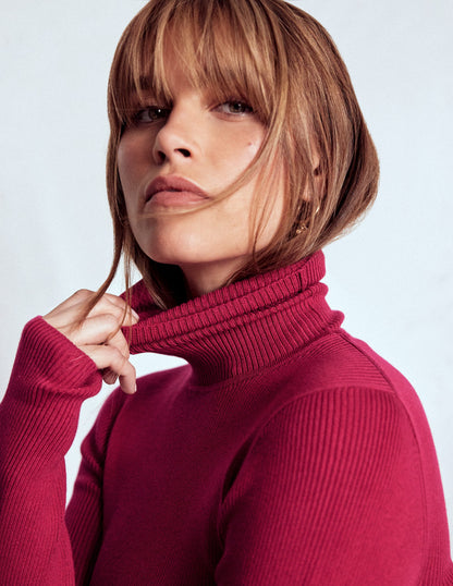 Emilia Roll Neck Sweater-Bright Cherry-1