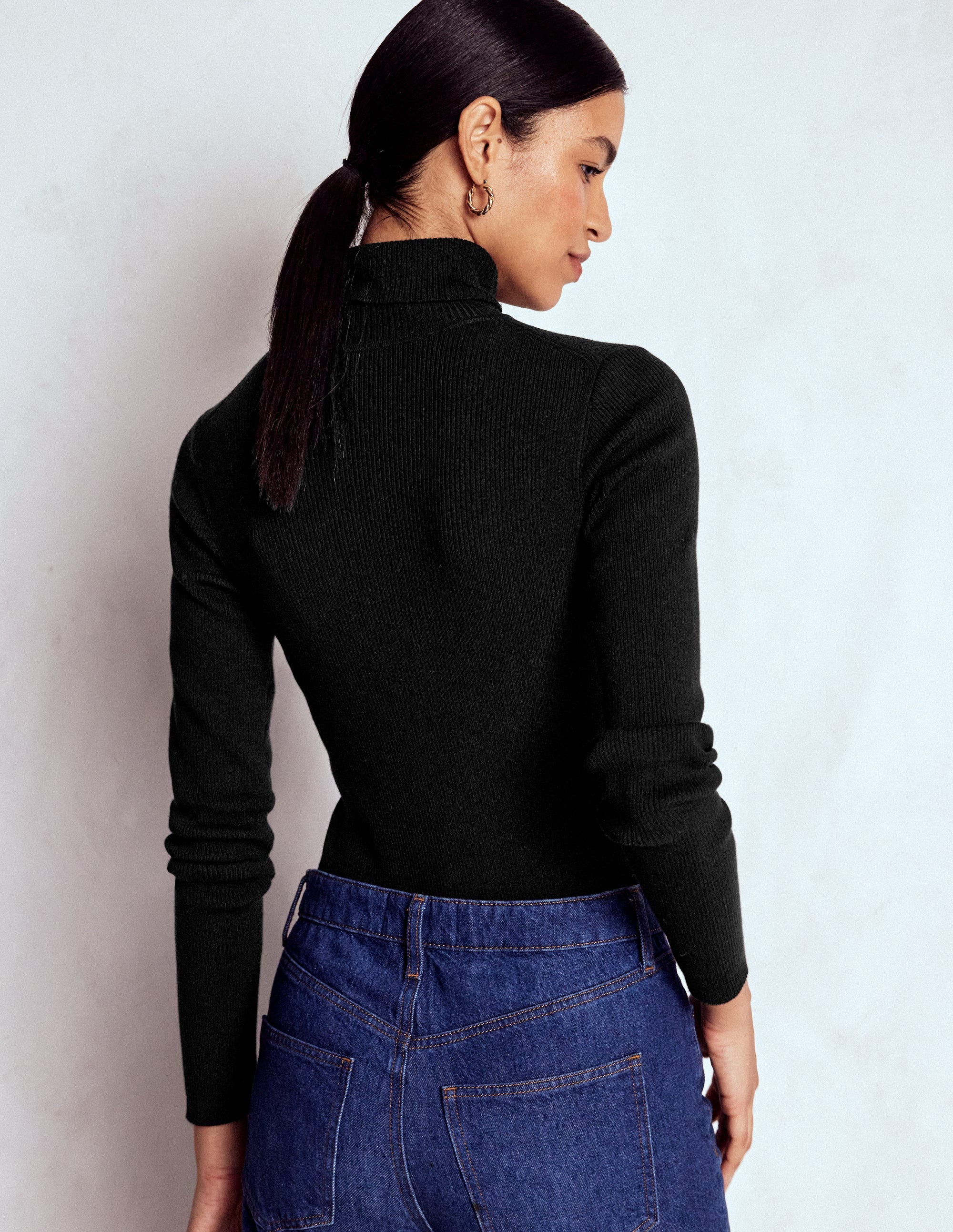 Emilia Roll Neck Sweater-Black - Image 3