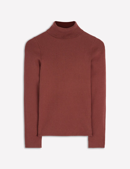 Emilia Roll Neck Sweater-Hot Chocolate Brown-5