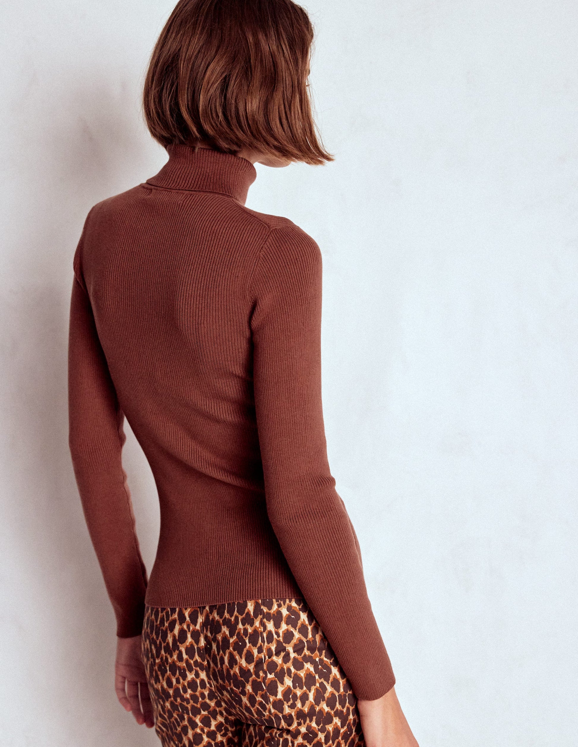 Emilia Roll Neck Sweater-Hot Chocolate Brown-3
