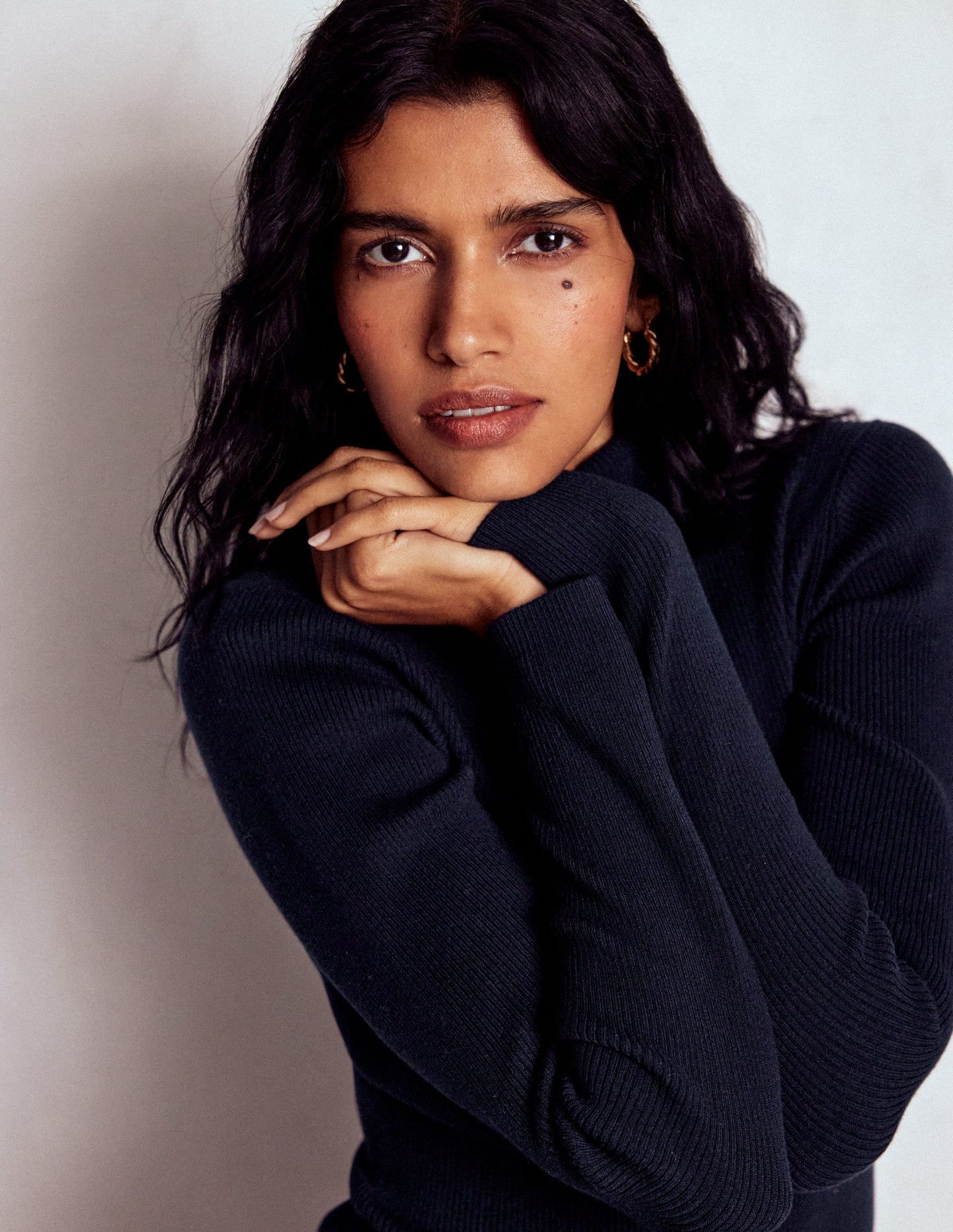 Emilia Roll Neck Sweater-Navy