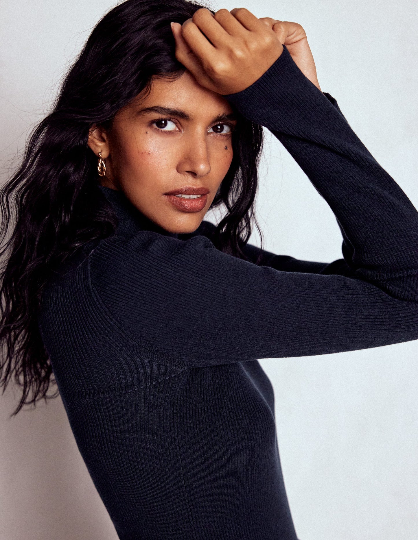 Emilia Roll Neck Sweater-Navy