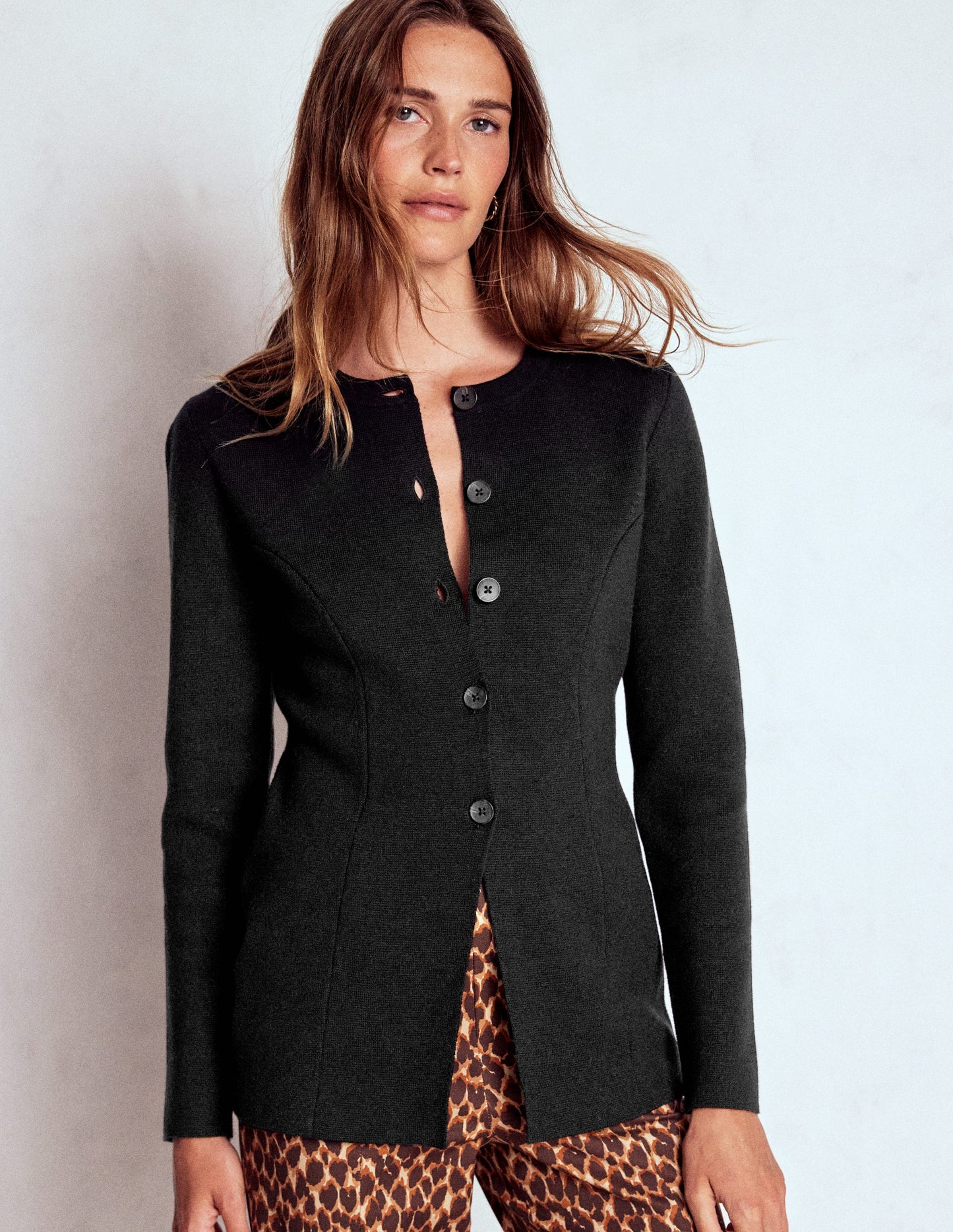 Joanna Fitted Knitted Jacket-Black