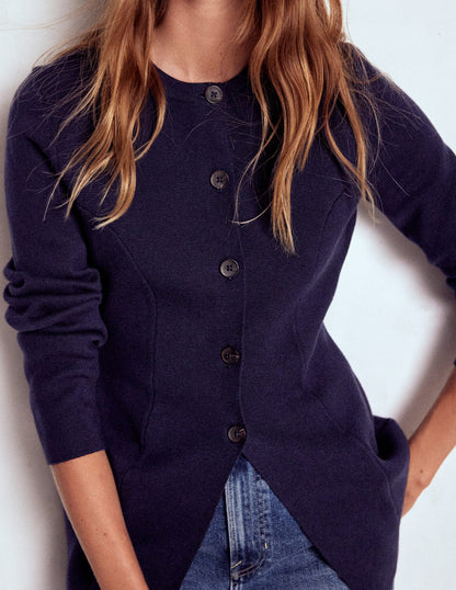 Joanna Fitted Knitted Jacket-Navy-2