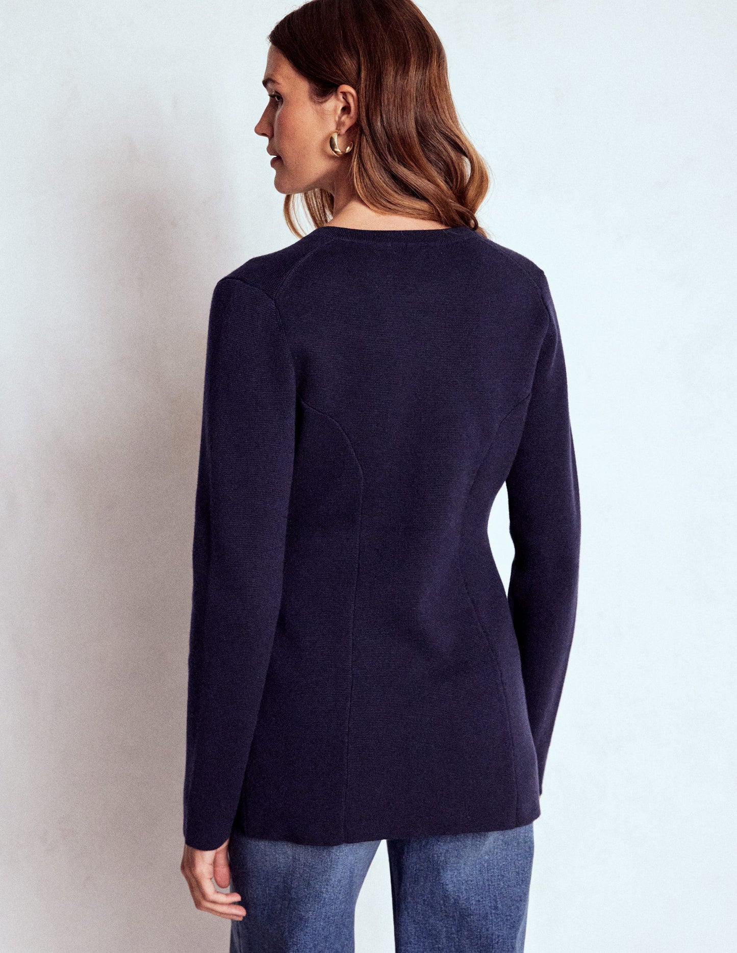 Joanna Fitted Knitted Jacket-Navy