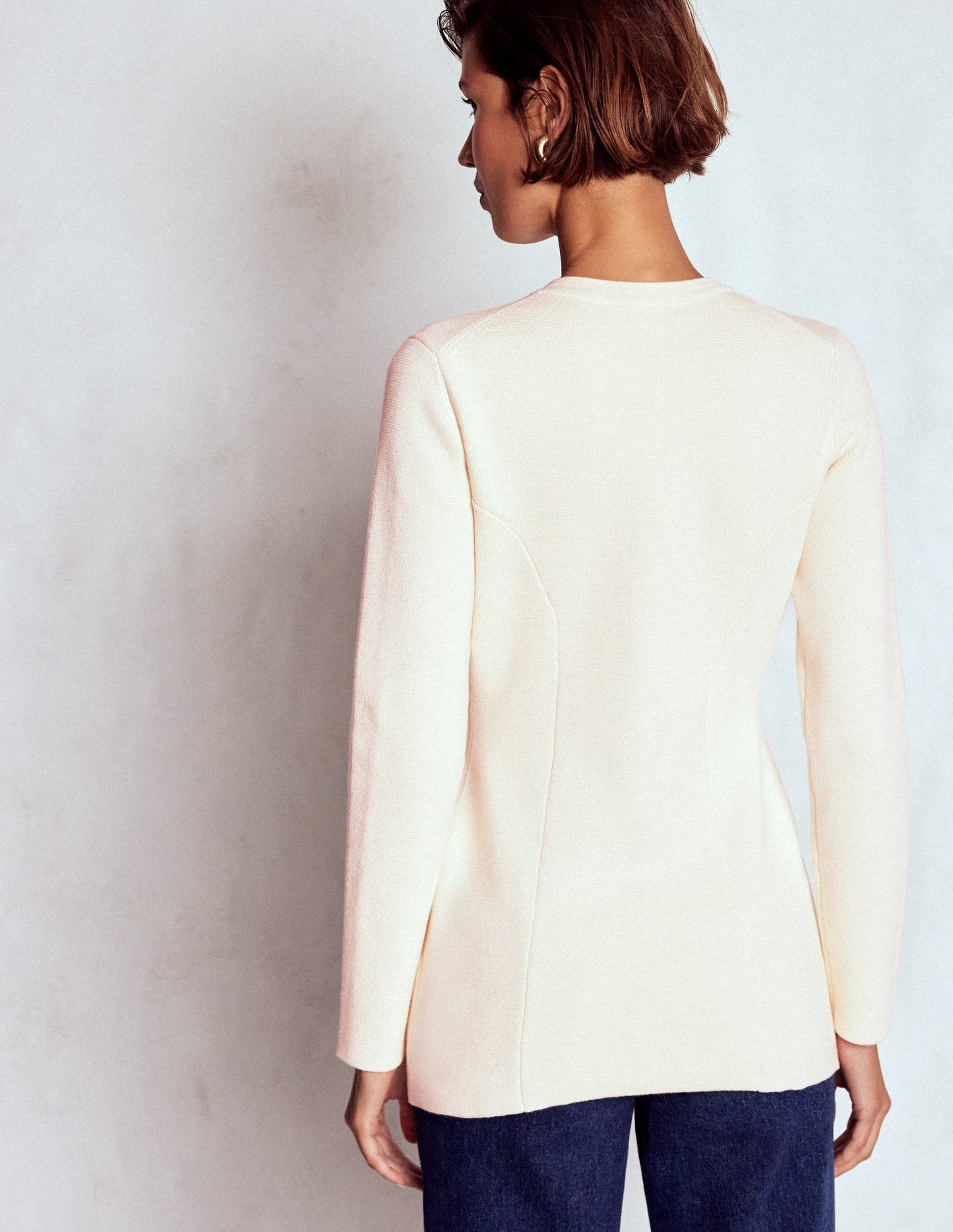 Joanna Fitted Knitted Jacket-Warm Ivory