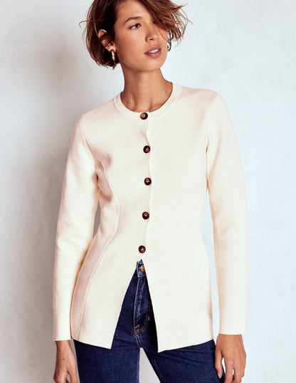 Joanna Fitted Knitted Jacket-Warm Ivory-5