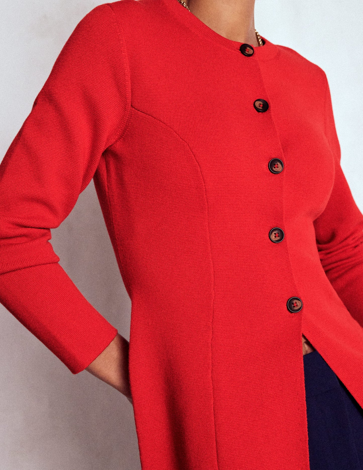 Joanna Fitted Knitted Jacket-Poppy Red