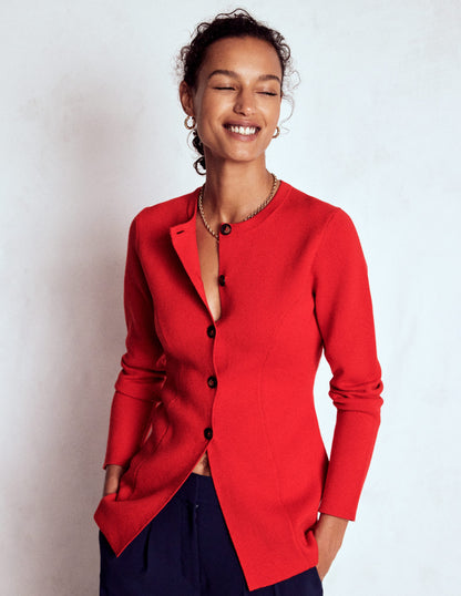 Joanna Fitted Knitted Jacket-Poppy Red-4