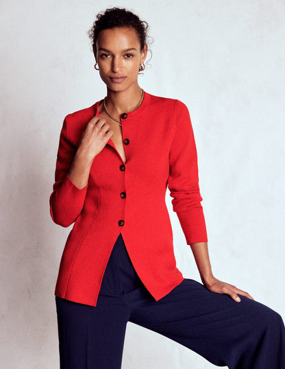 Joanna Fitted Knitted Jacket-Poppy Red-5