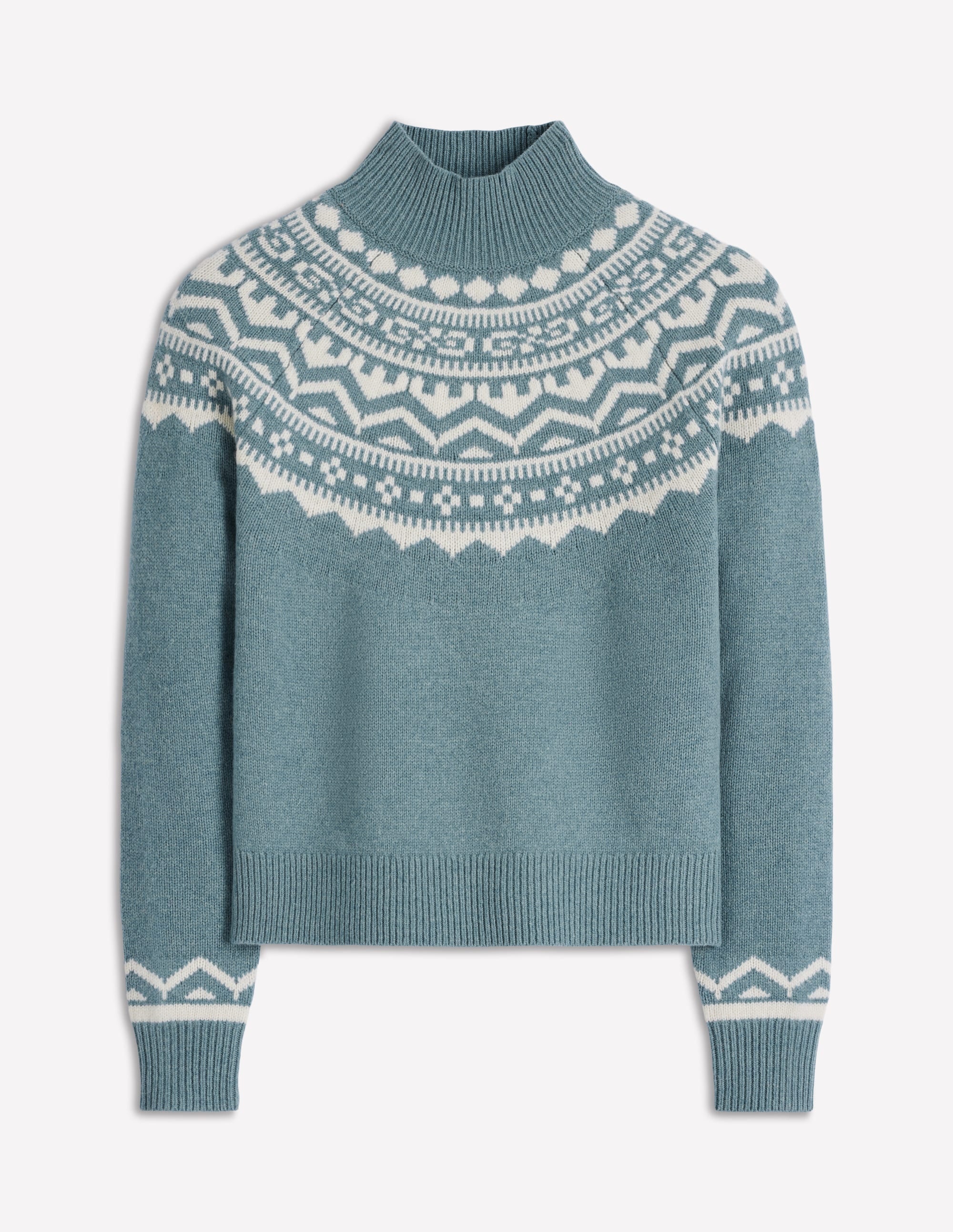 Marion Merino Rib Neck Sweater-Cloud Blue, Fair Isle - Image 6
