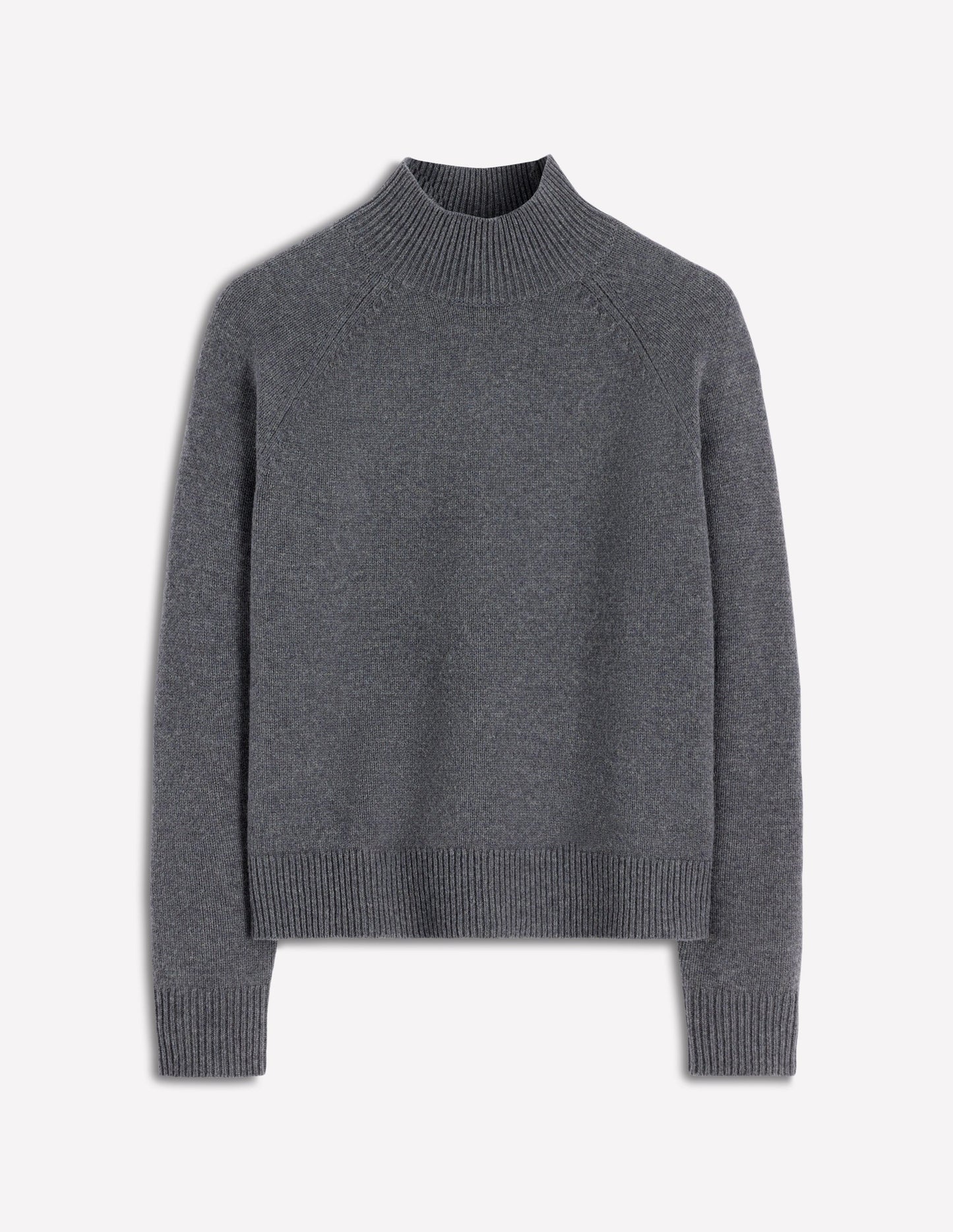 Marion Merino Rib Neck Sweater-Charcoal Melange
