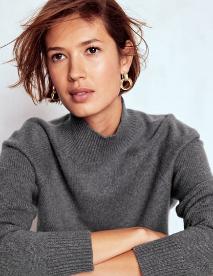 Marion Merino Rib Neck Sweater-Charcoal Melange-1