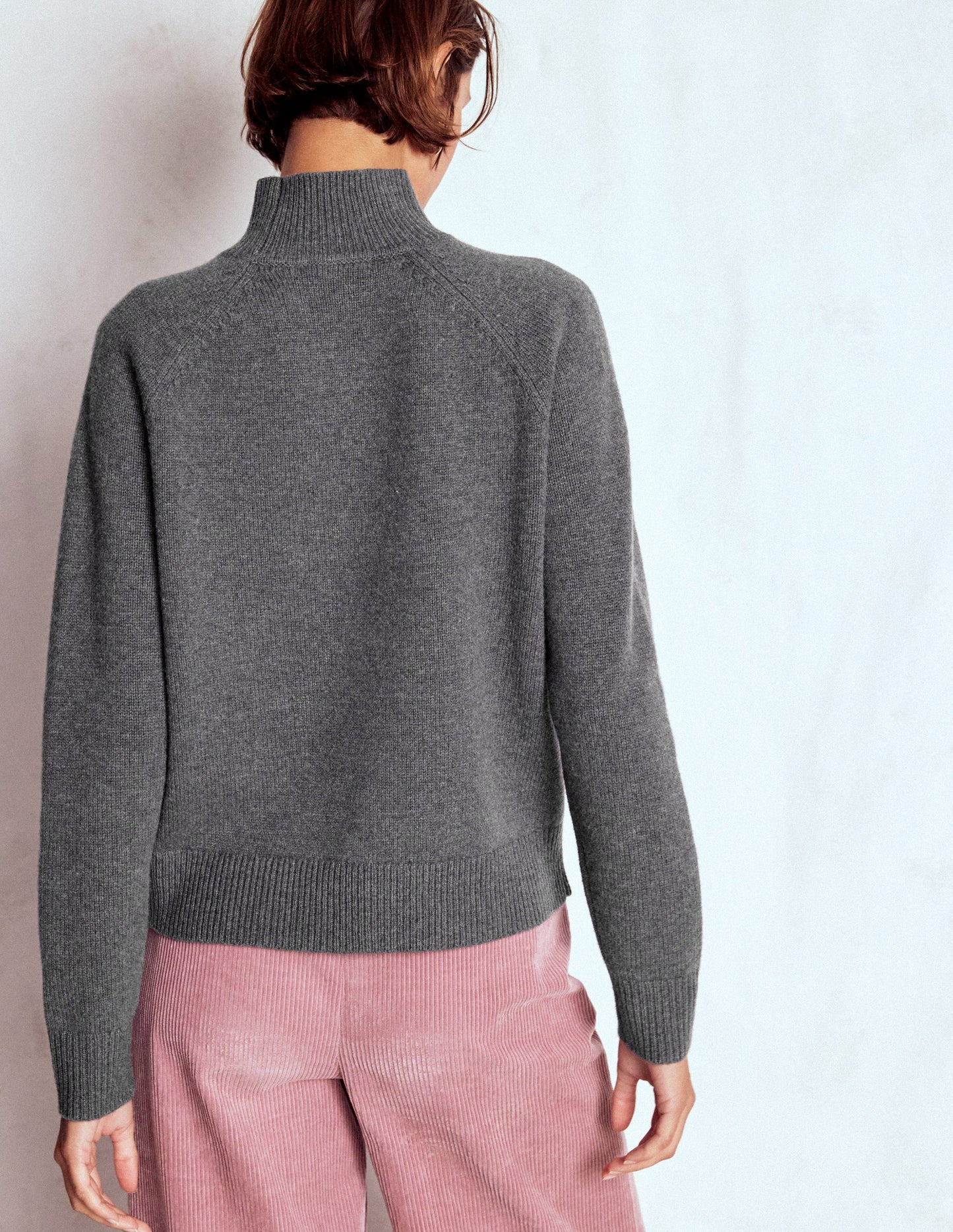 Marion Merino Rib Neck Sweater-Charcoal Melange