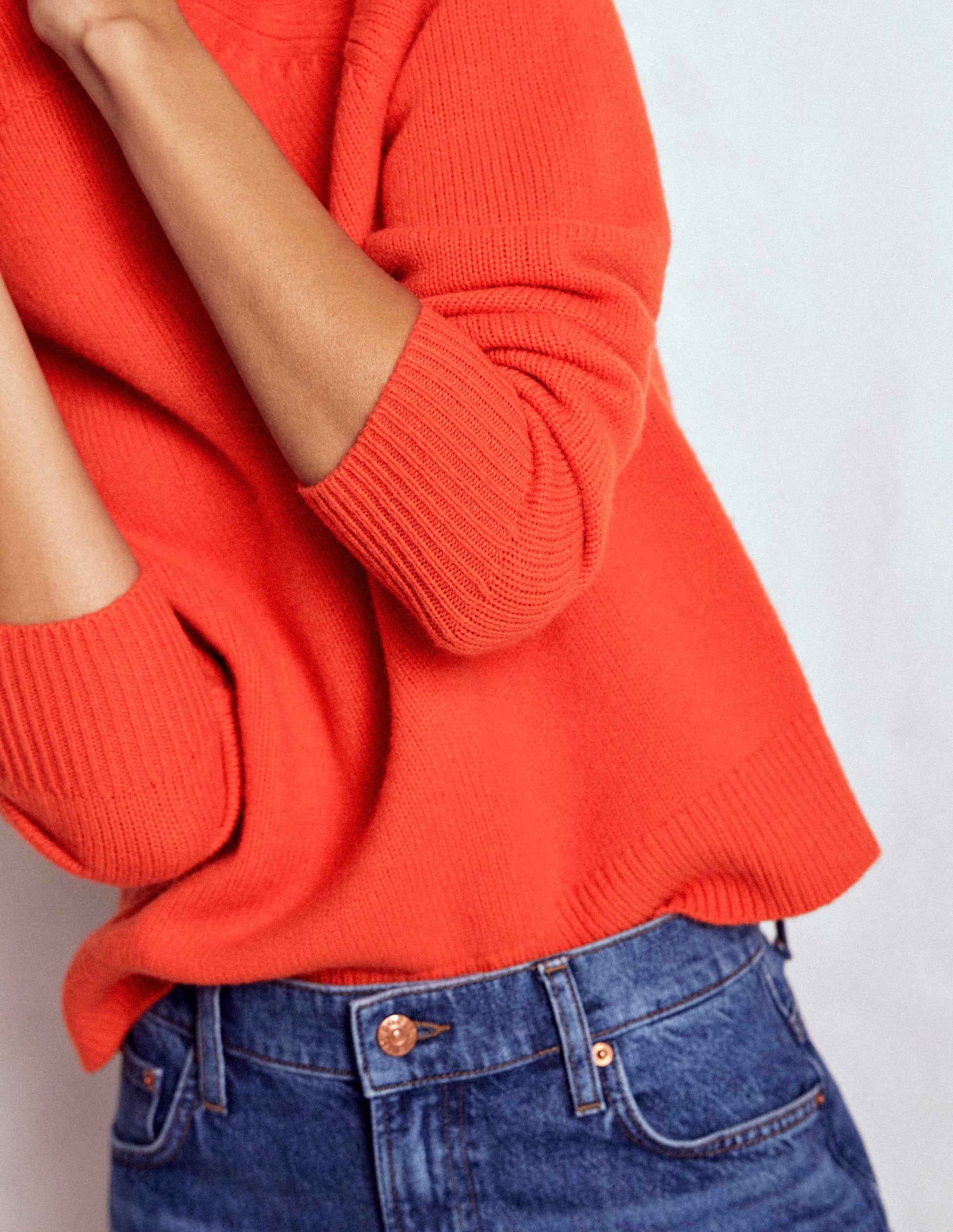 Marion Merino Rib Neck Sweater-Gladioli Orange-2