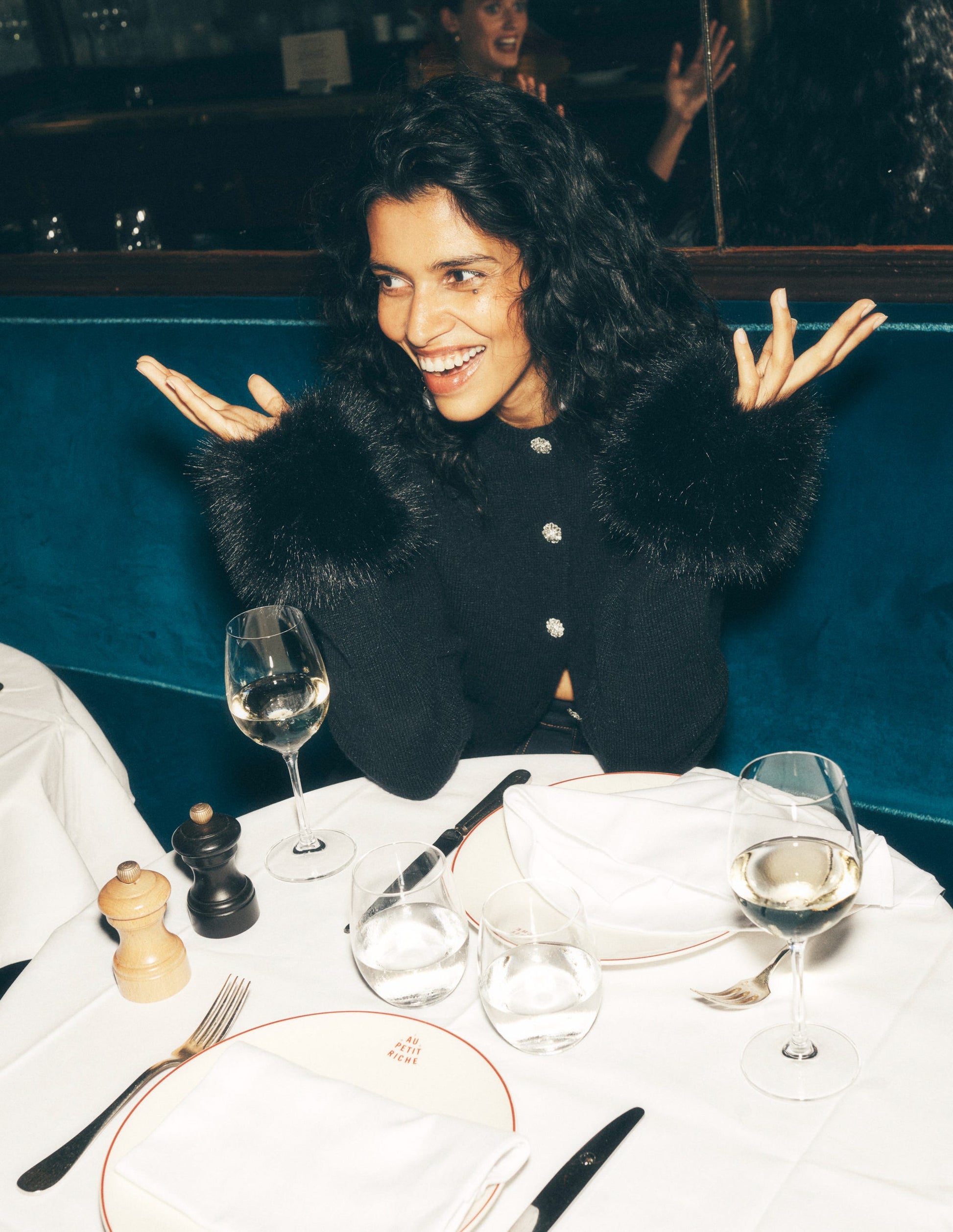 Fur Trim Cardigan-Black-6