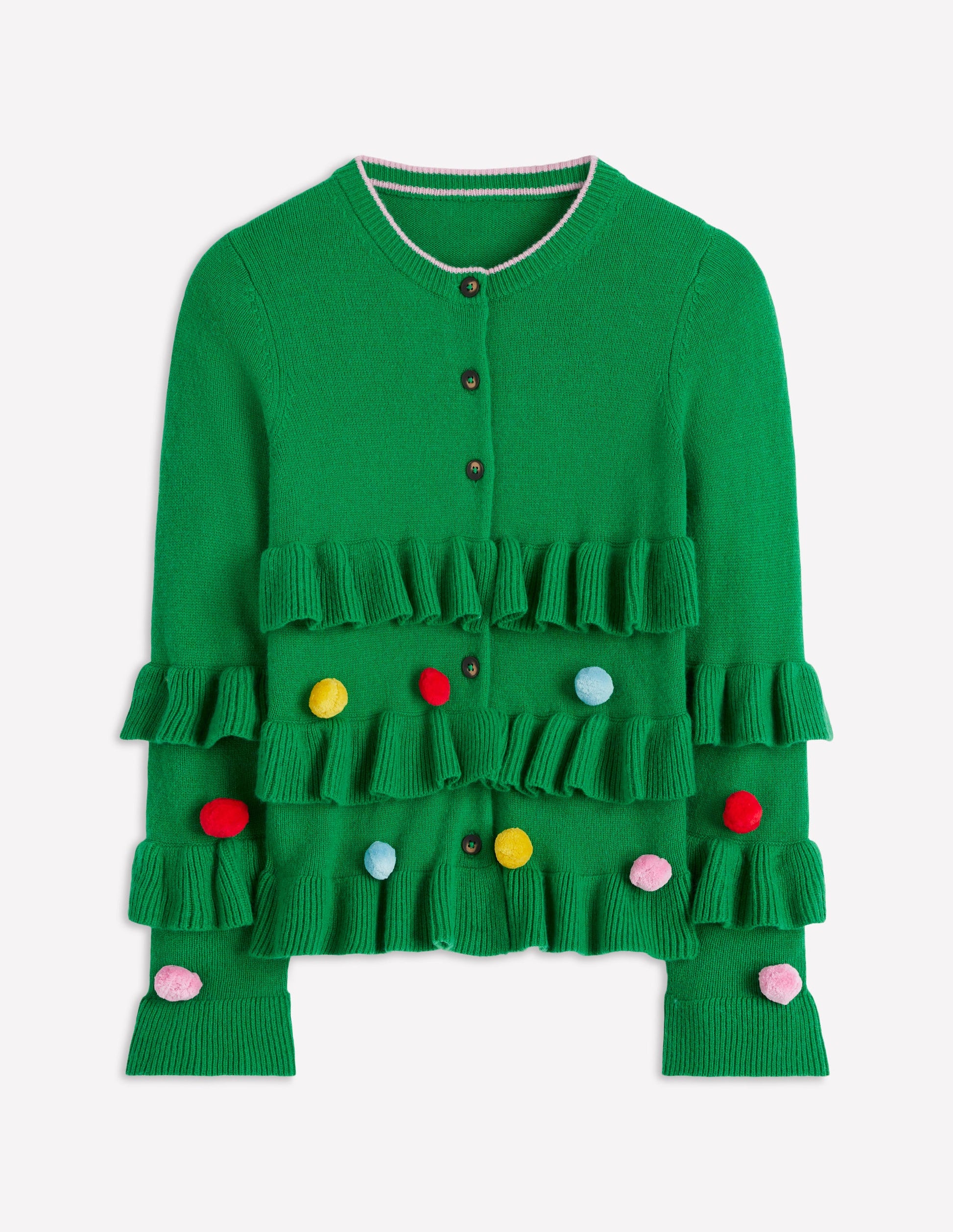 Festive Embroidered Cardigan-Sapling Green-7