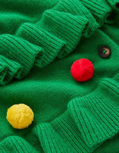 Festive Embroidered Cardigan-Sapling Green-8