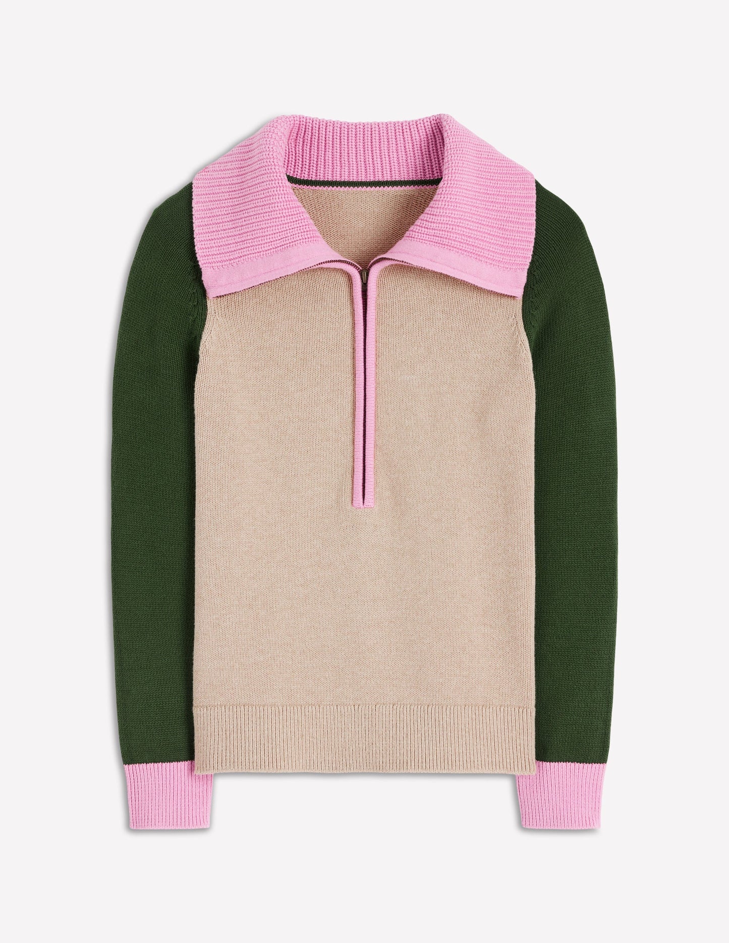 Lucy Half-zip Sweater-Chinchilla Melange, Green Fir